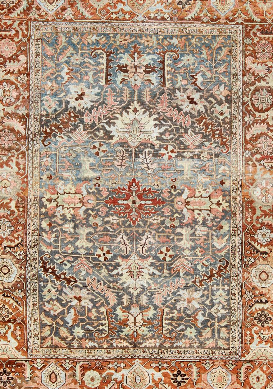 Hand-Knotted Antique Persian Bakshaish Rug with Medallions and Flower Motifs For Sale