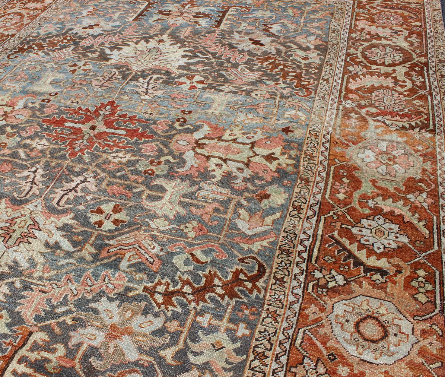Antique Persian Bakshaish Rug with Medallions and Flower Motifs For Sale 3