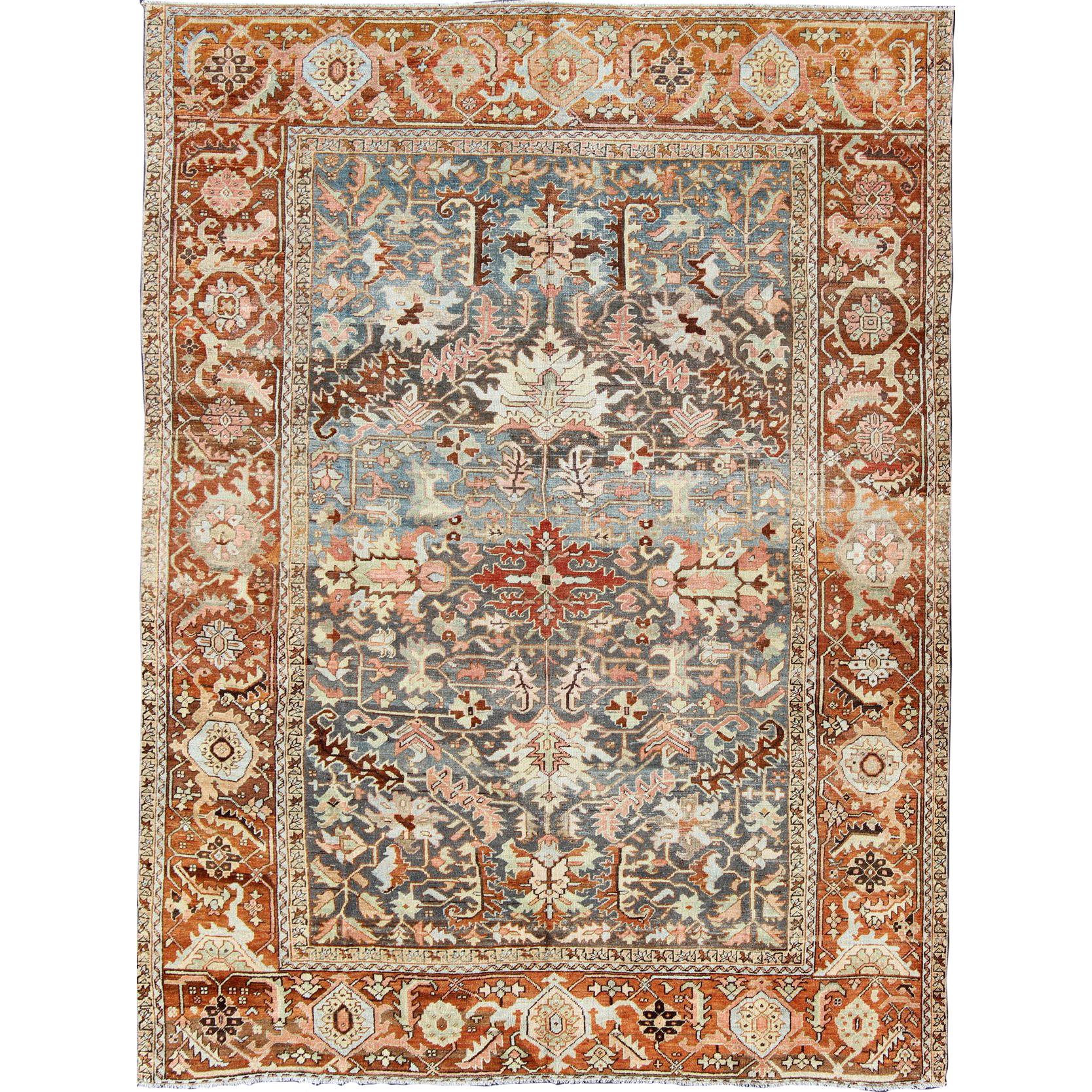 Antique Persian Bakshaish Rug with Medallions and Flower Motifs
