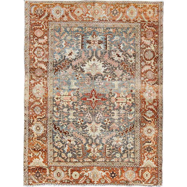 Ivory 1880 Antique Persian Bakshaish Rug, Gallery Medallion For Sale at ...