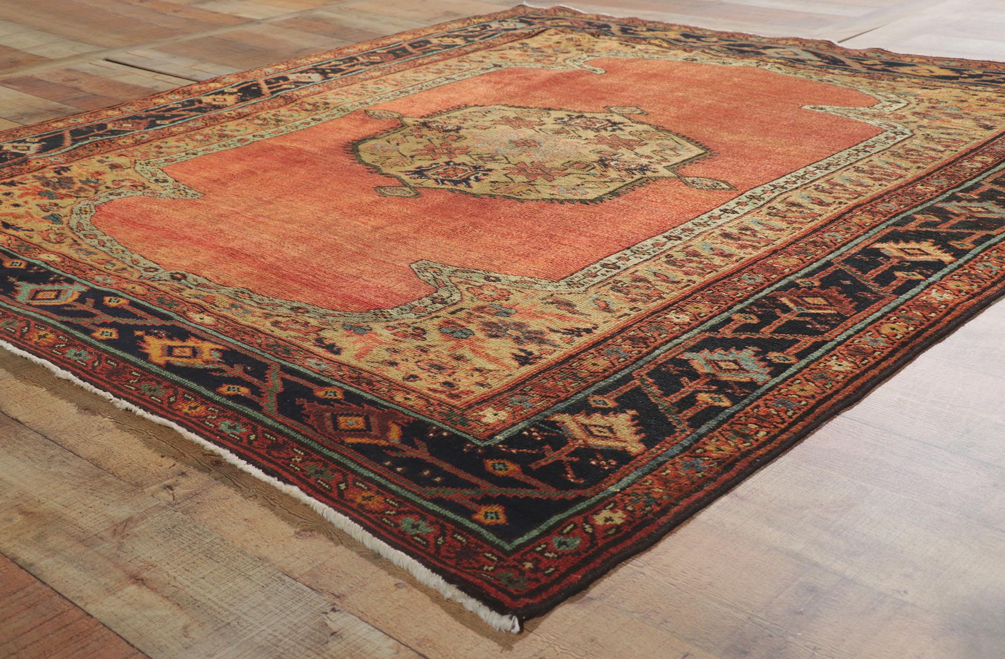 Wool Antique Persian Bakshaish Rug with Modern Northwest Style For Sale