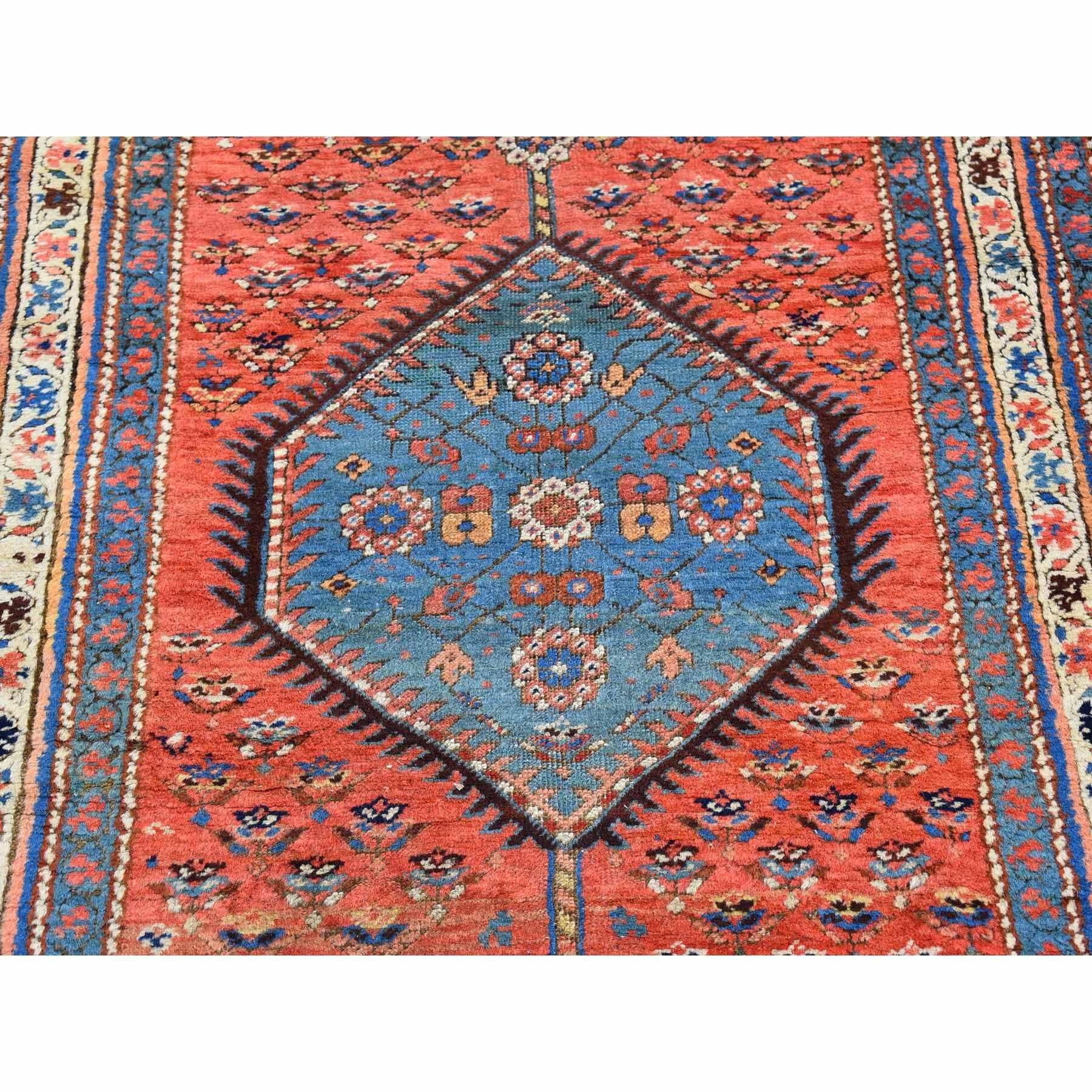 Hand-Knotted Antique Persian Bakshaish XL Runner Good Cond Serrated Anchored Medallions Rug
