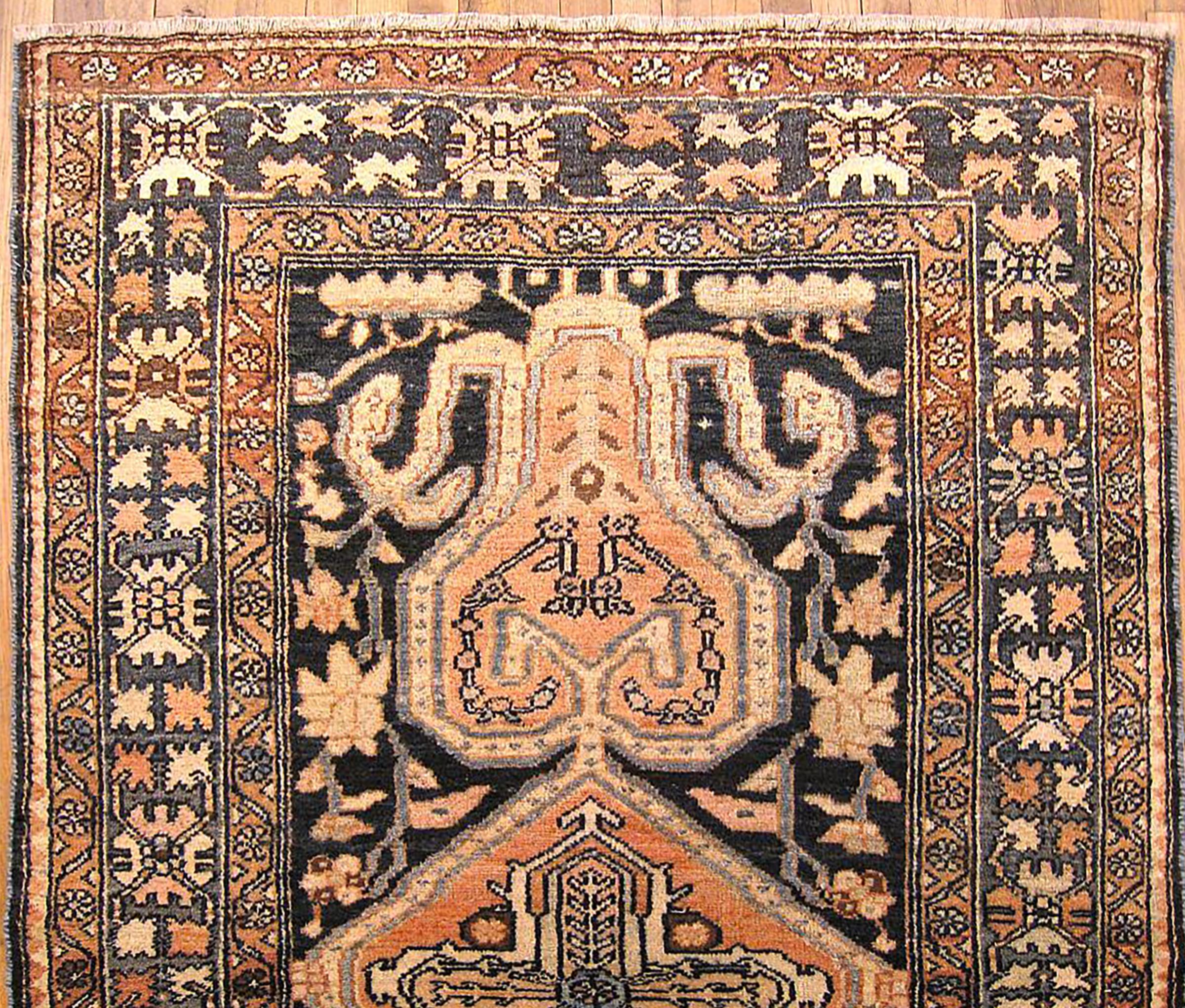 Hand-Knotted Antique Persian Baktiari Oriental Rug, in Small Size, w/ Central Medallion For Sale