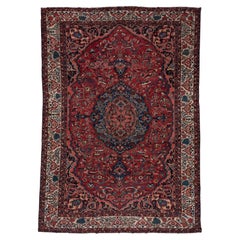 Vintage Persian Baktiary Carpet, Red Field