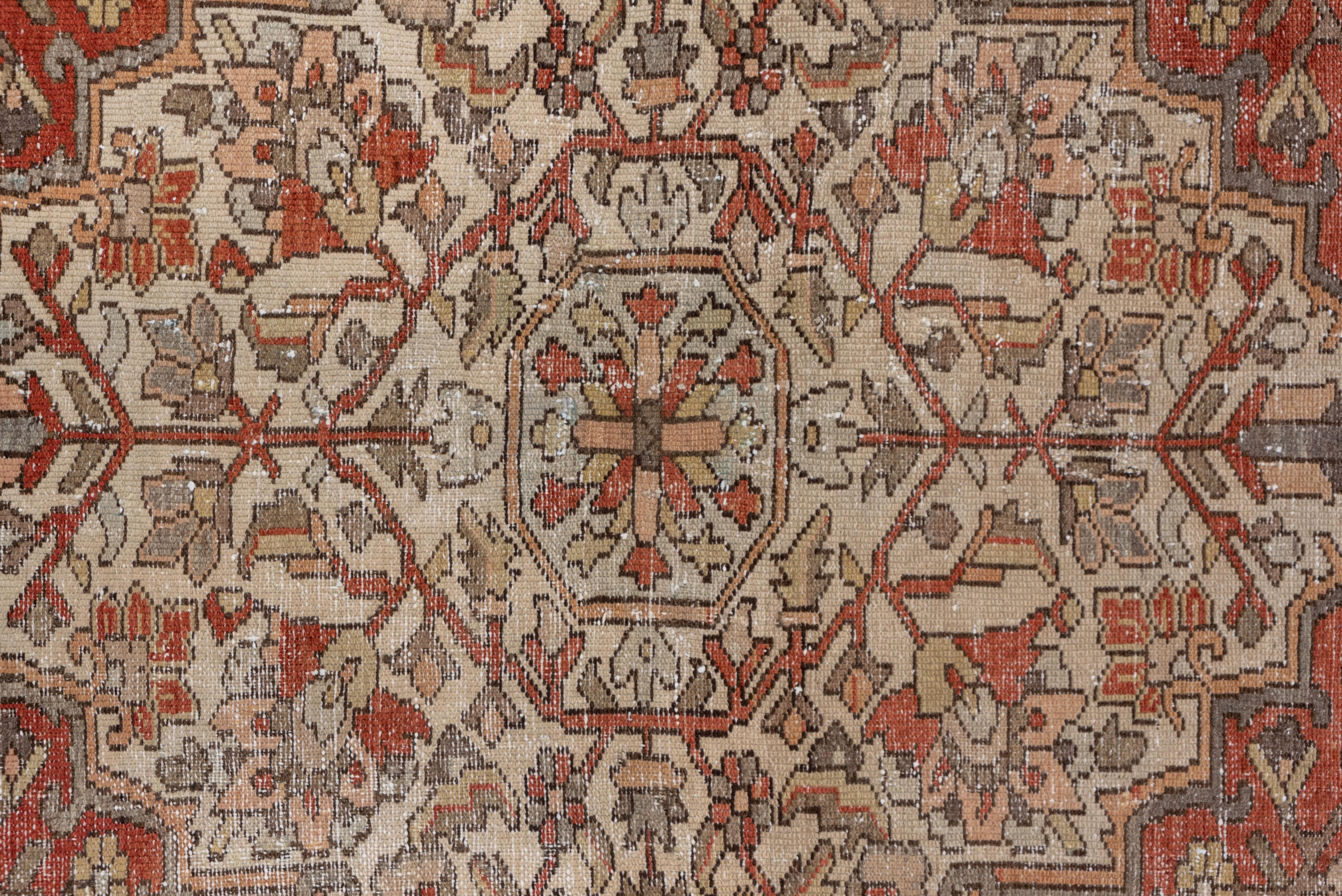 Hand-Knotted Antique Persian Baktiary Rug, Farahan Sarouk Style, Ivory & Red Field For Sale