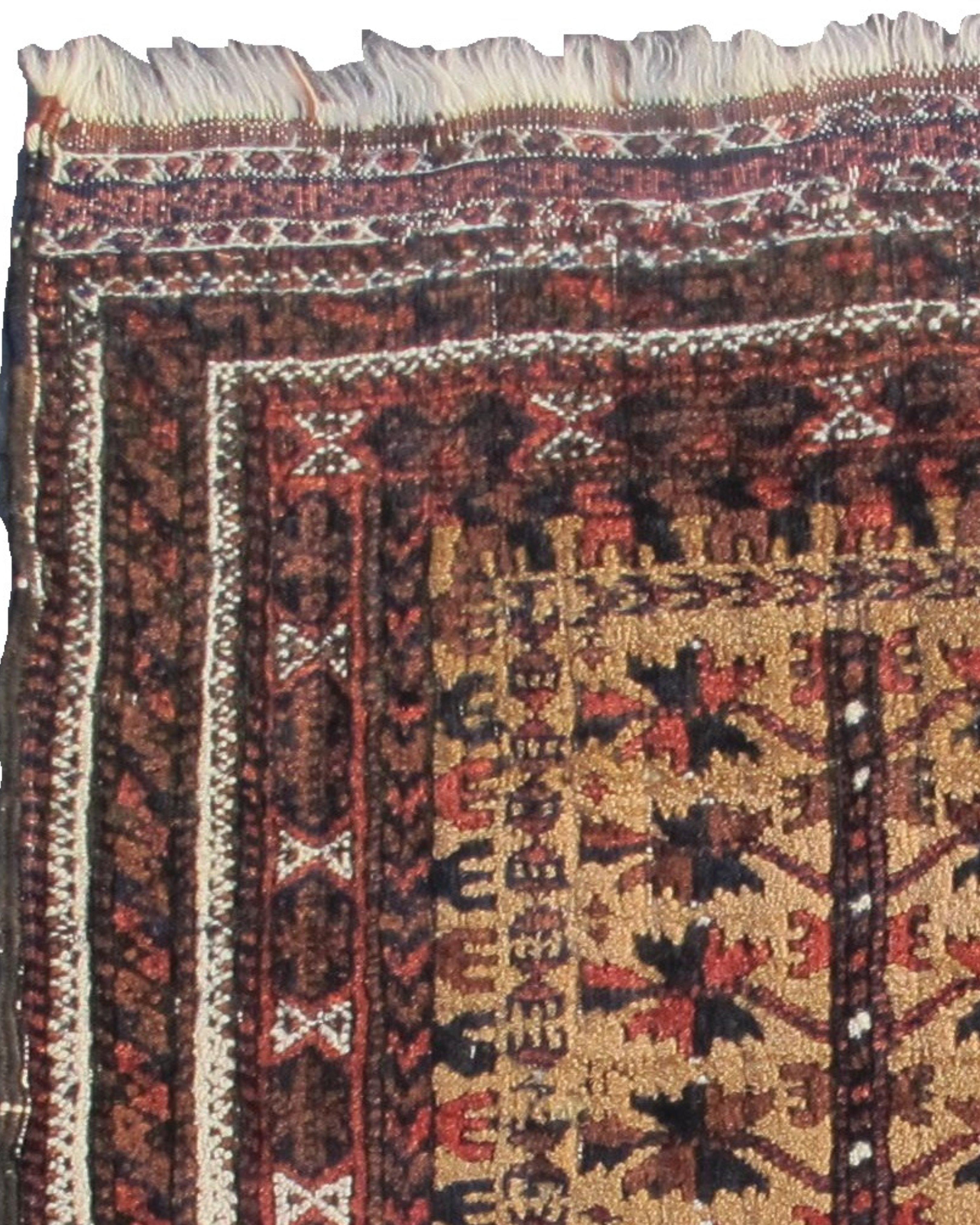 Hand-Knotted Antique Persian Baluch Balisht Rug, Late 19th Century For Sale