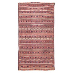 Ancien tapis persan Baluch tissé à plat, fin du 19e siècle