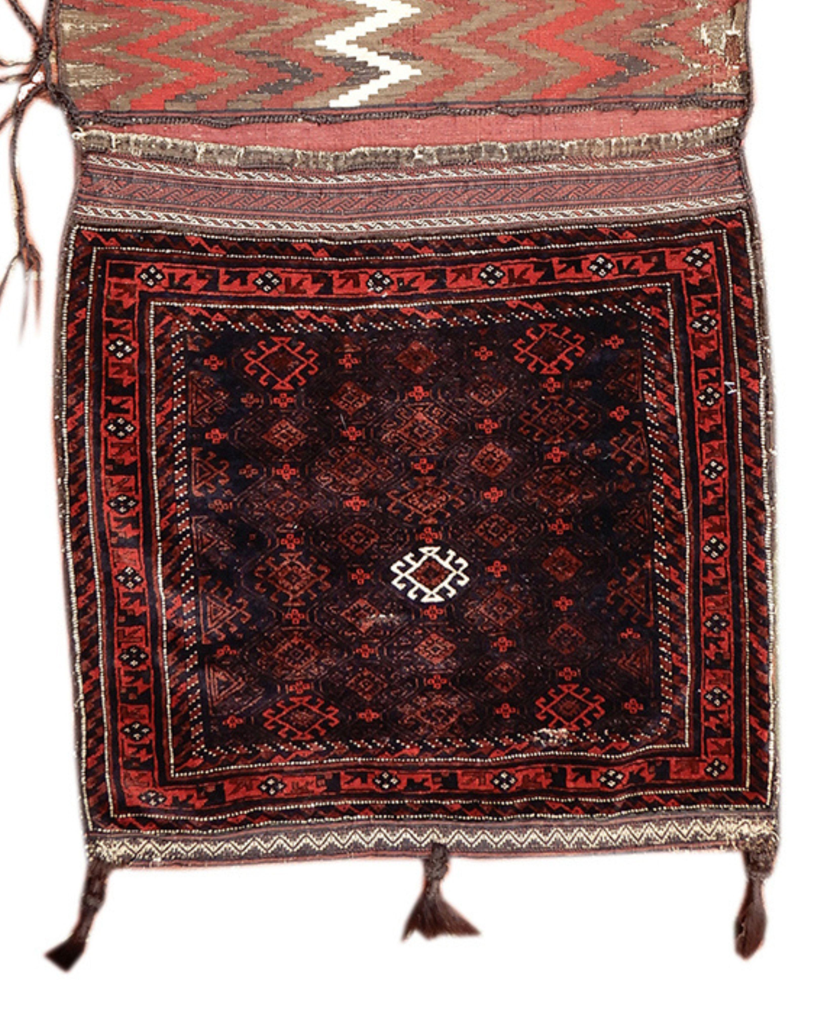 Antique Persian Baluch Khorjin Saddle Bag, 19th Century In Good Condition For Sale In San Francisco, CA
