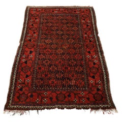 Antique Persian Baluch Nomadic Tribal Wool Rug, circa 1920