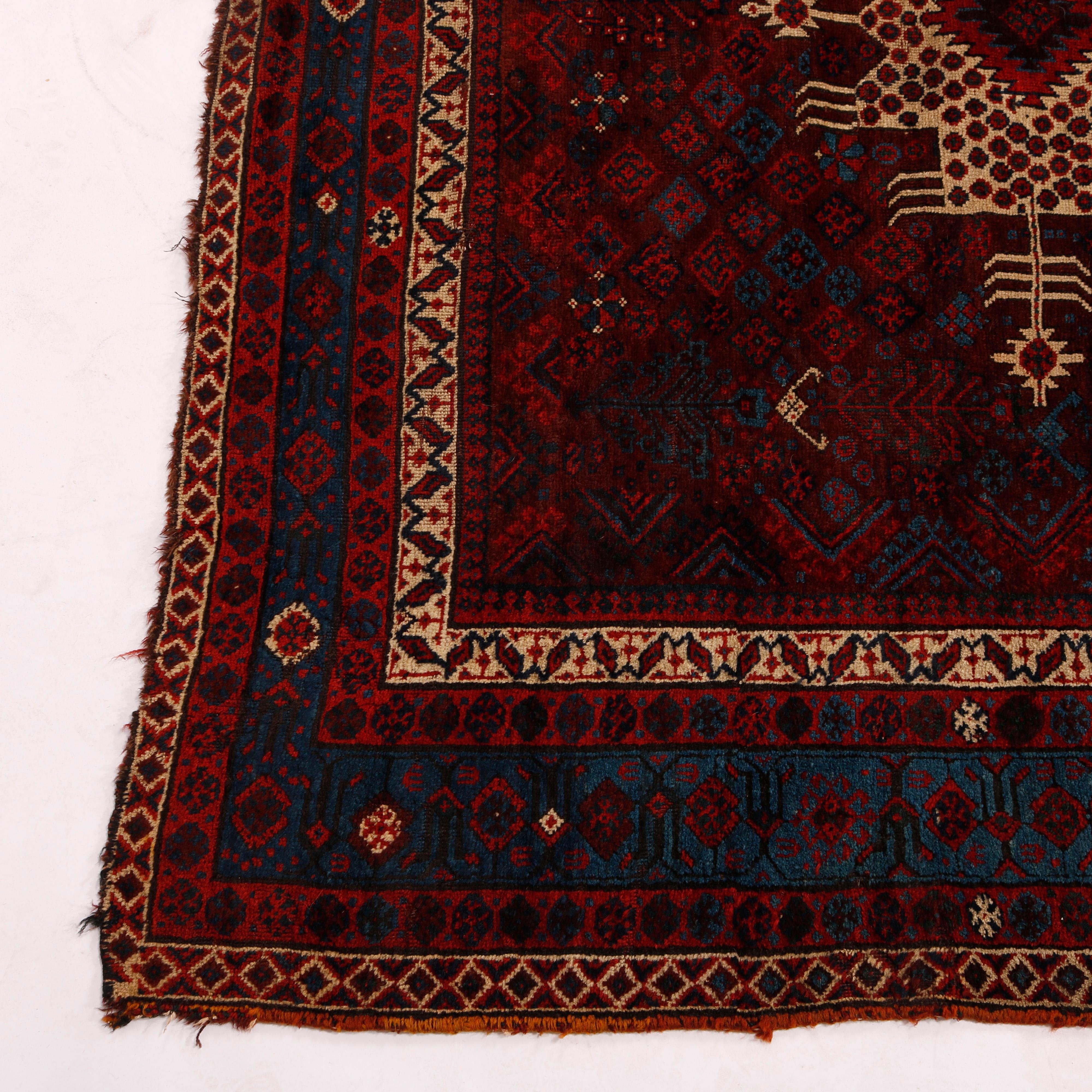 Antique Persian Baluch Oriental Wool Rug, Circa 1910 4