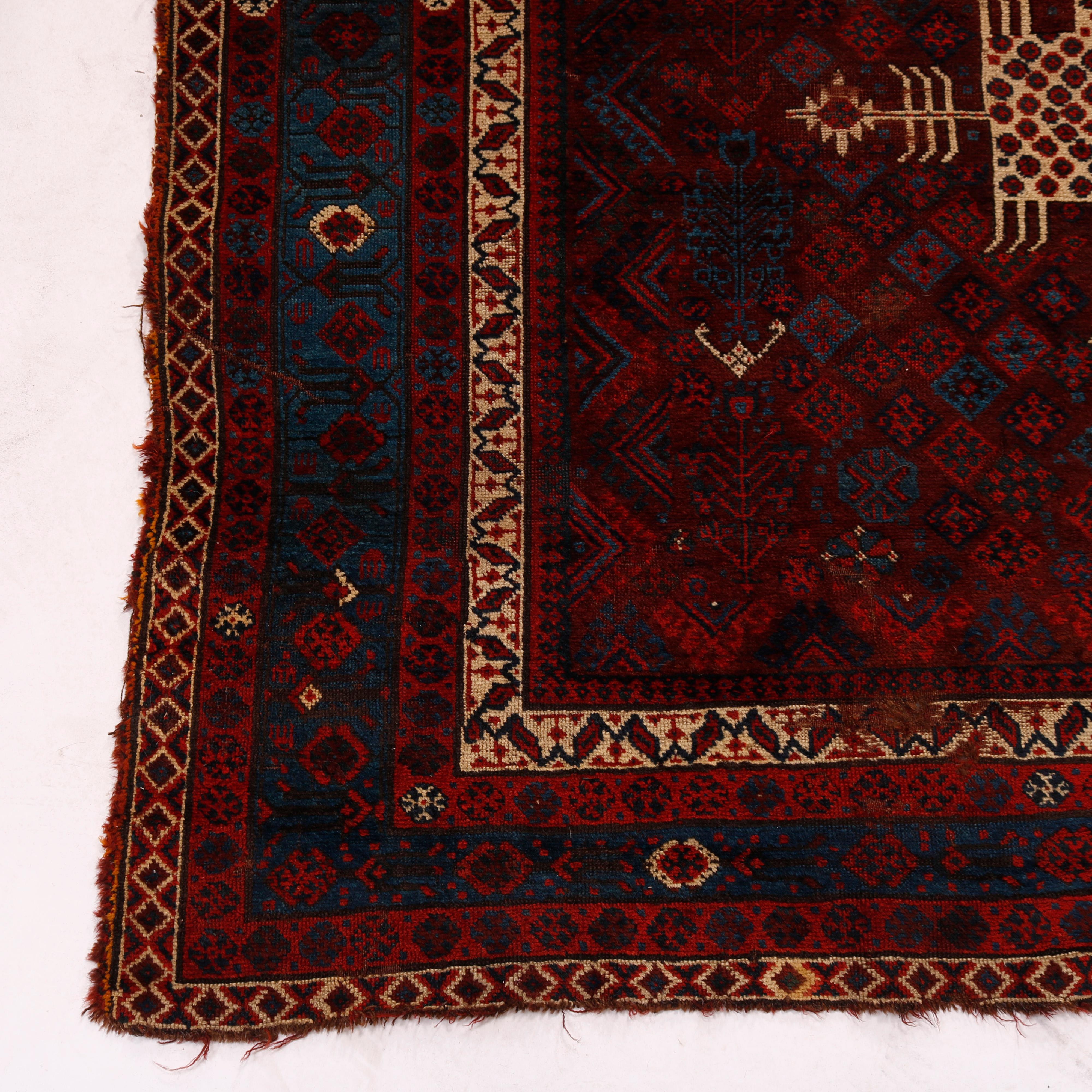 Antique Persian Baluch Oriental Wool Rug, Circa 1910 5