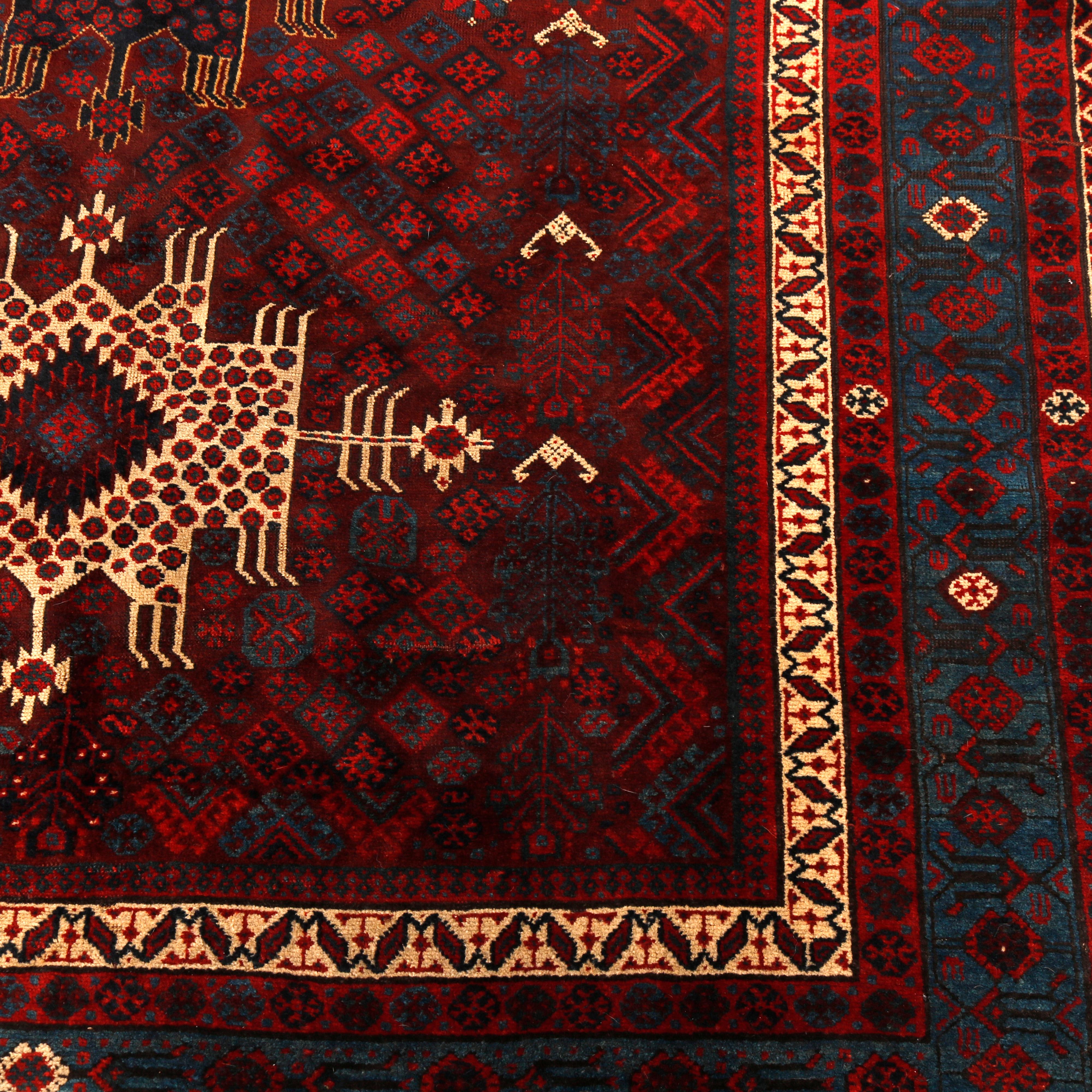 Asian Antique Persian Baluch Oriental Wool Rug, Circa 1910