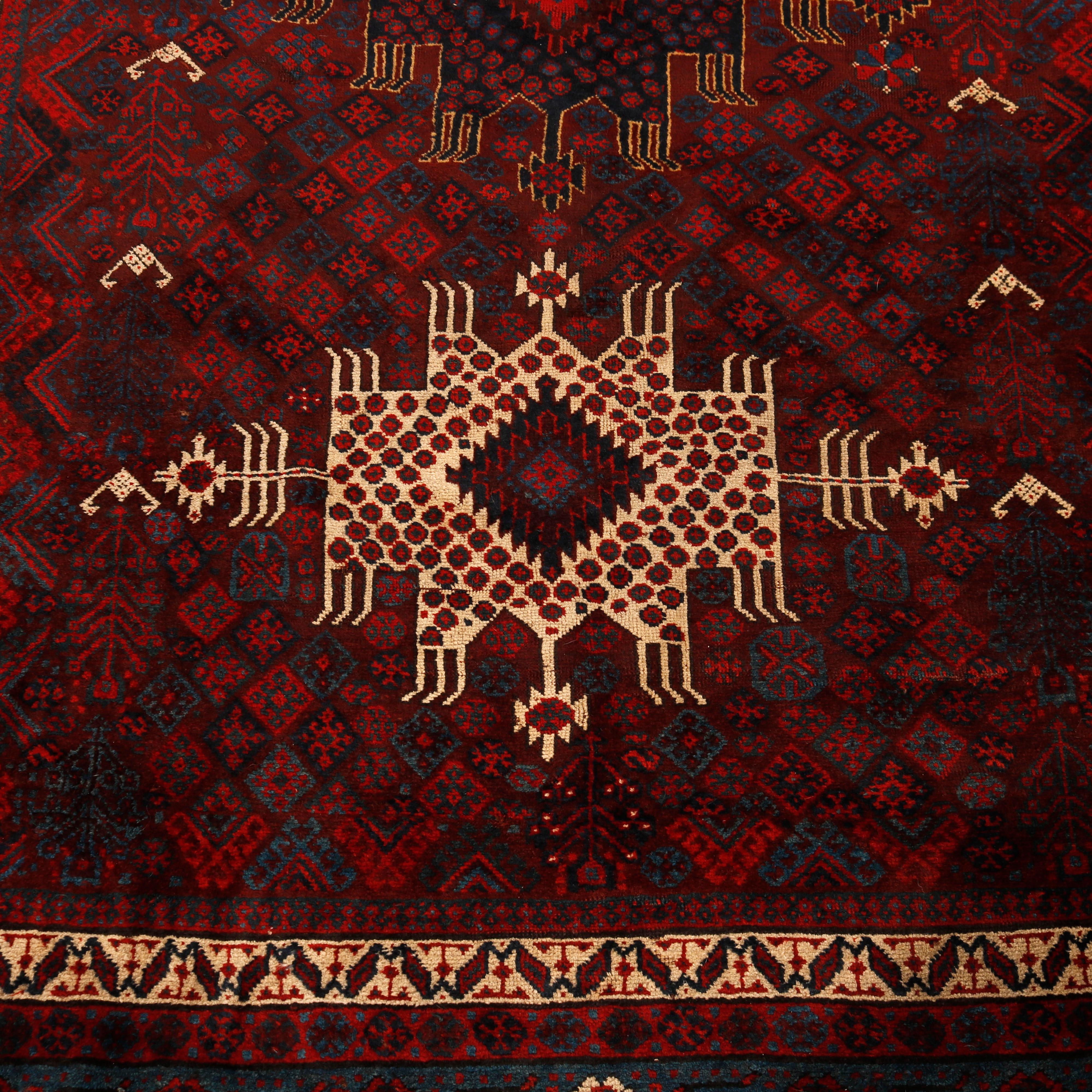Woven Antique Persian Baluch Oriental Wool Rug, Circa 1910