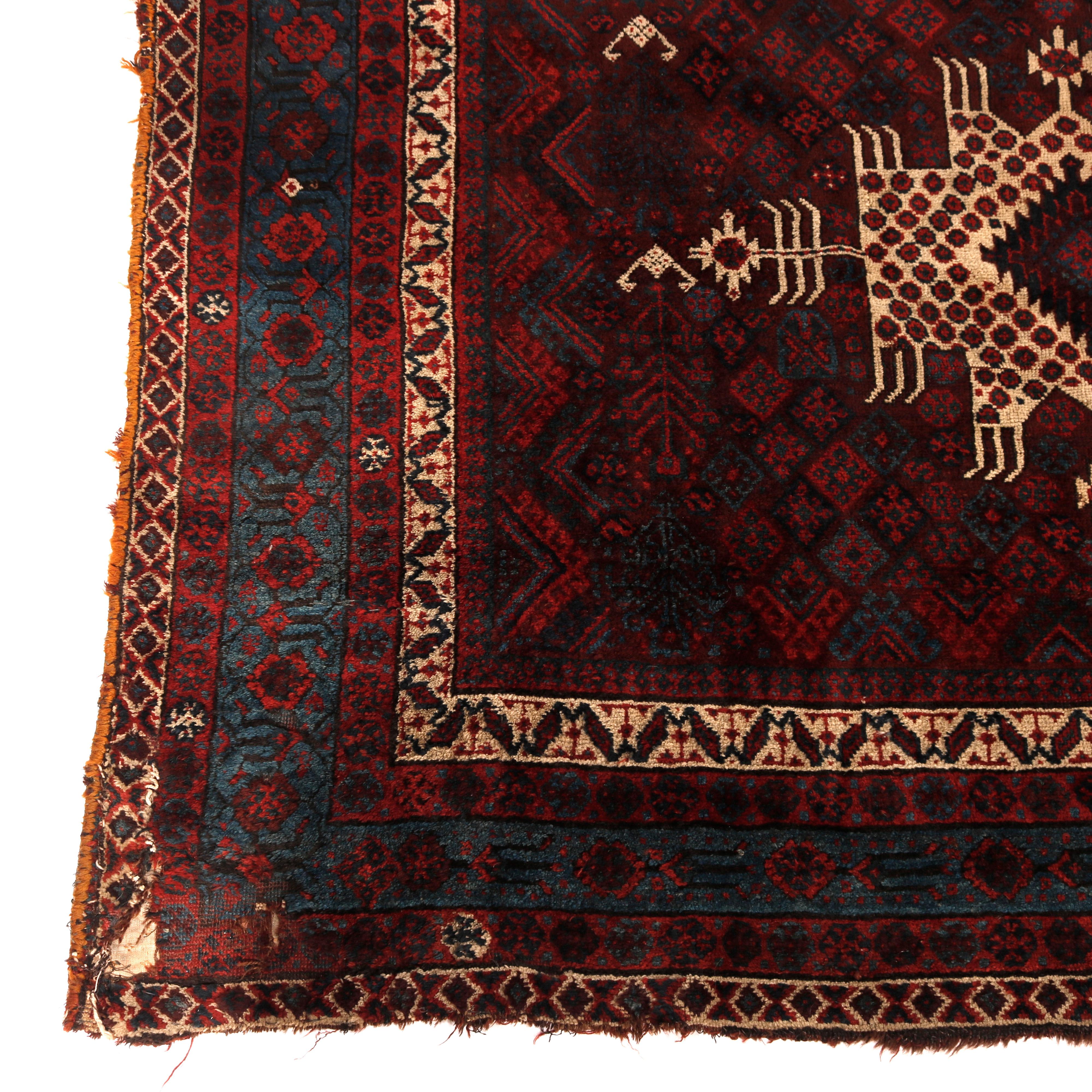 Antique Persian Baluch Oriental Wool Rug, Circa 1910 In Good Condition In Big Flats, NY