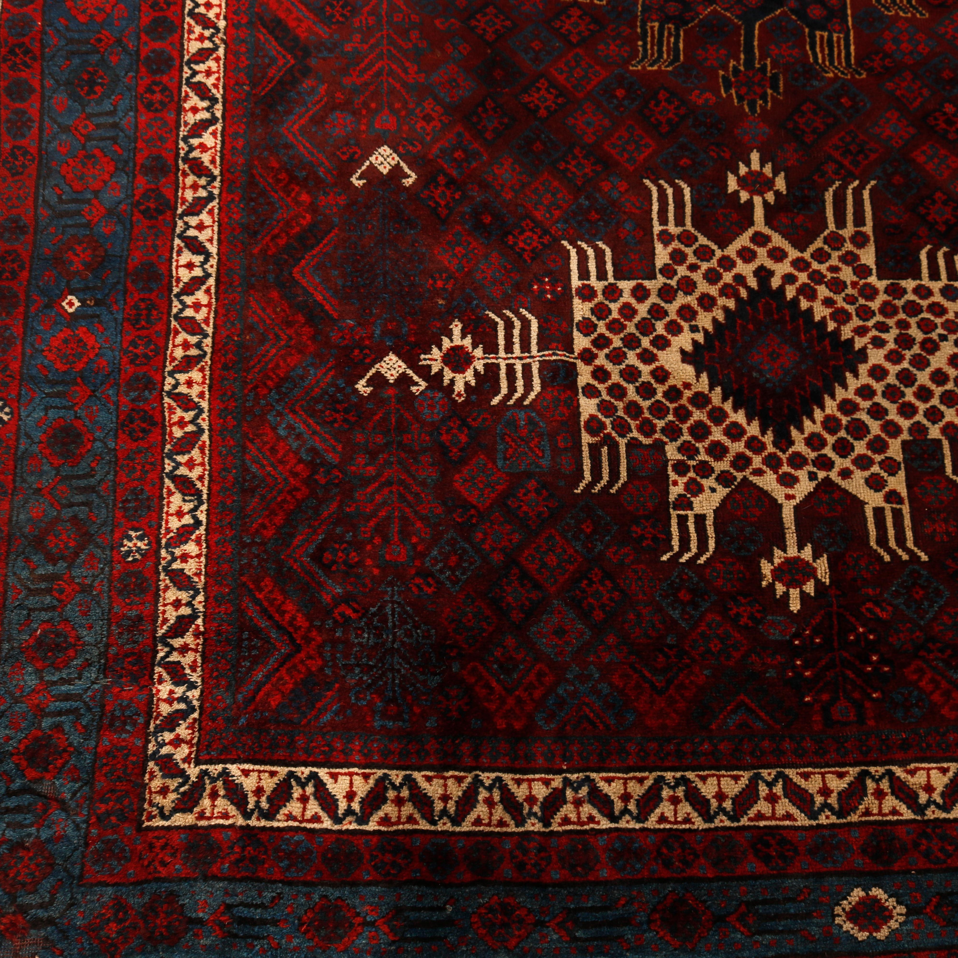 20th Century Antique Persian Baluch Oriental Wool Rug, Circa 1910