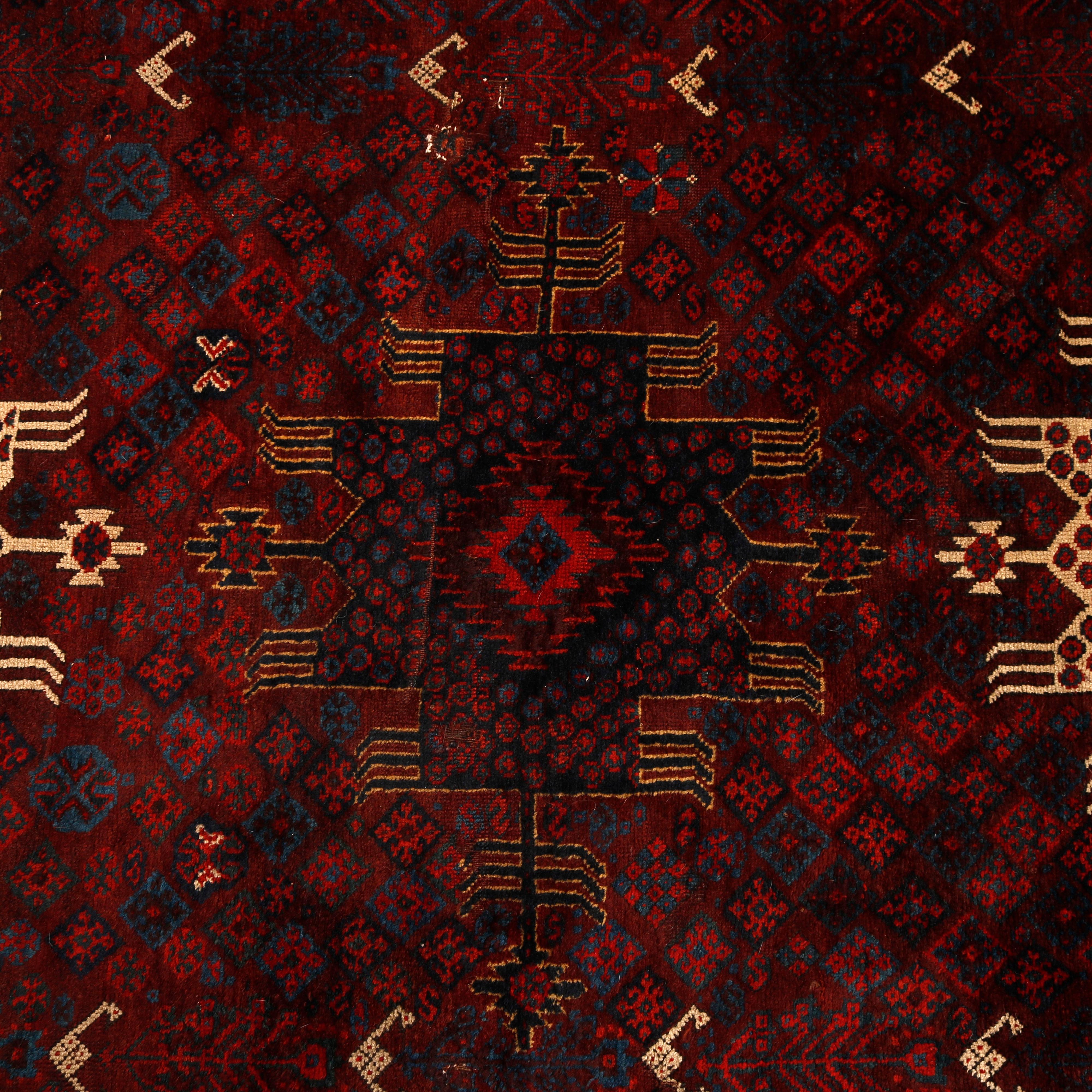 Antique Persian Baluch Oriental Wool Rug, Circa 1910 1