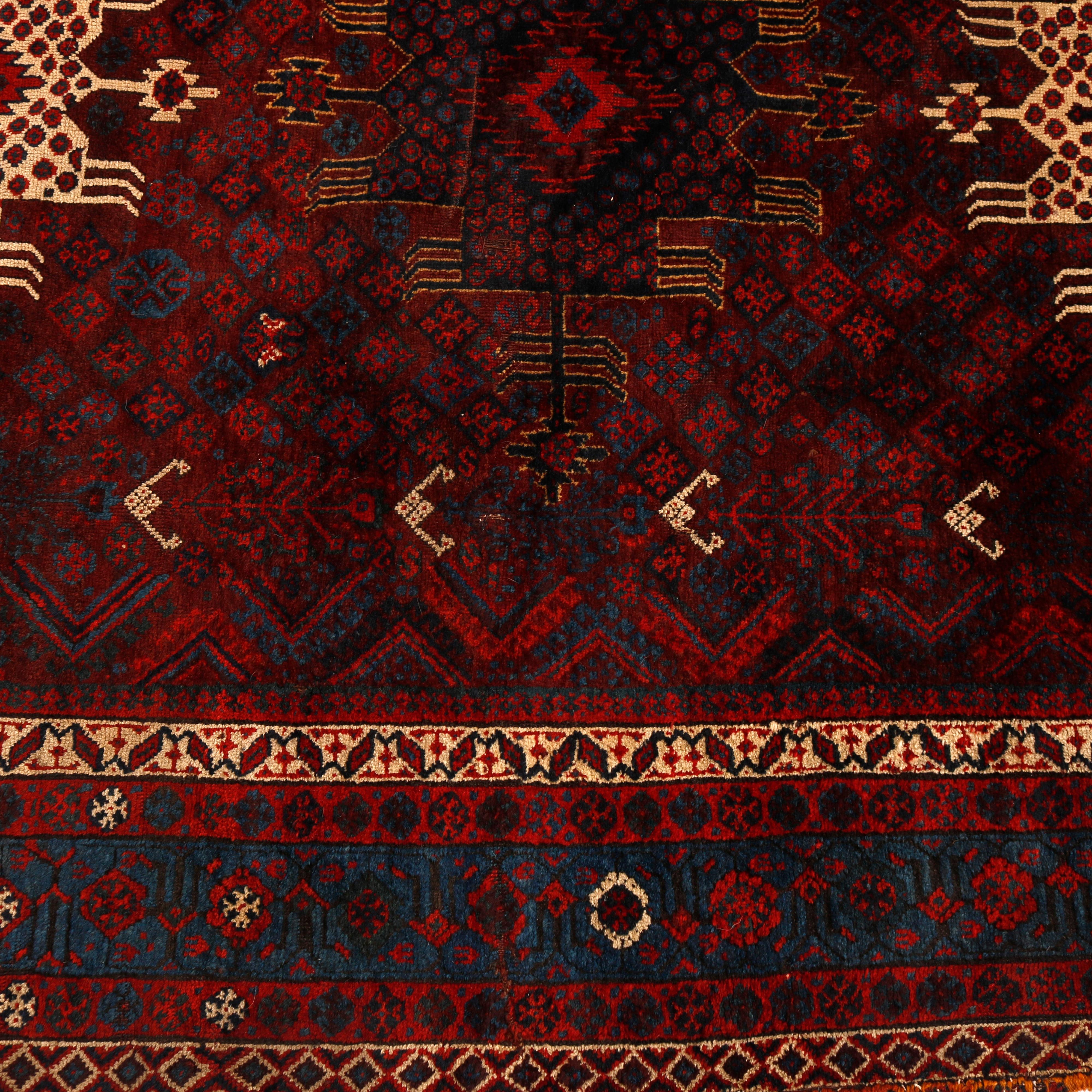 Antique Persian Baluch Oriental Wool Rug, Circa 1910 2