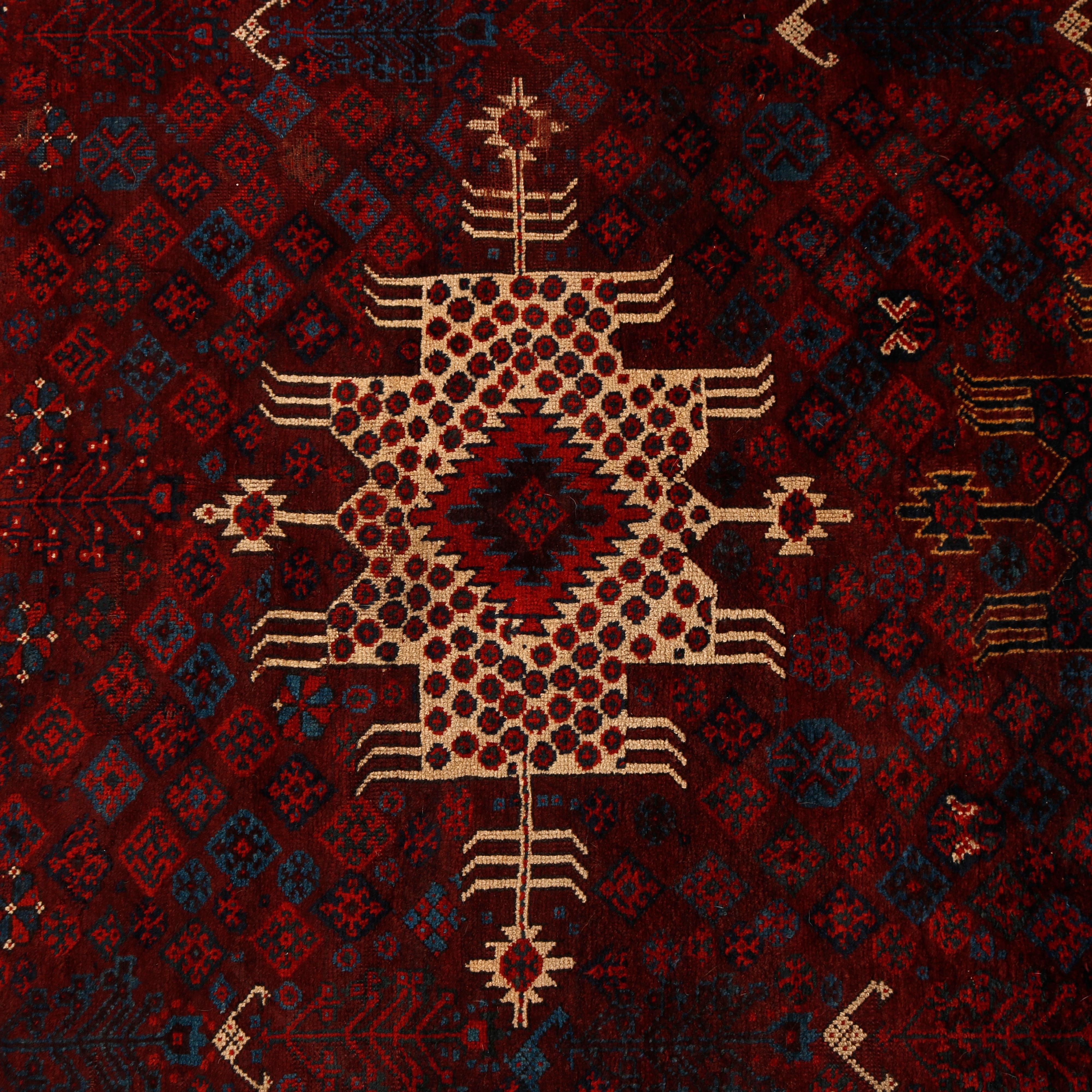 Antique Persian Baluch Oriental Wool Rug, Circa 1910 3