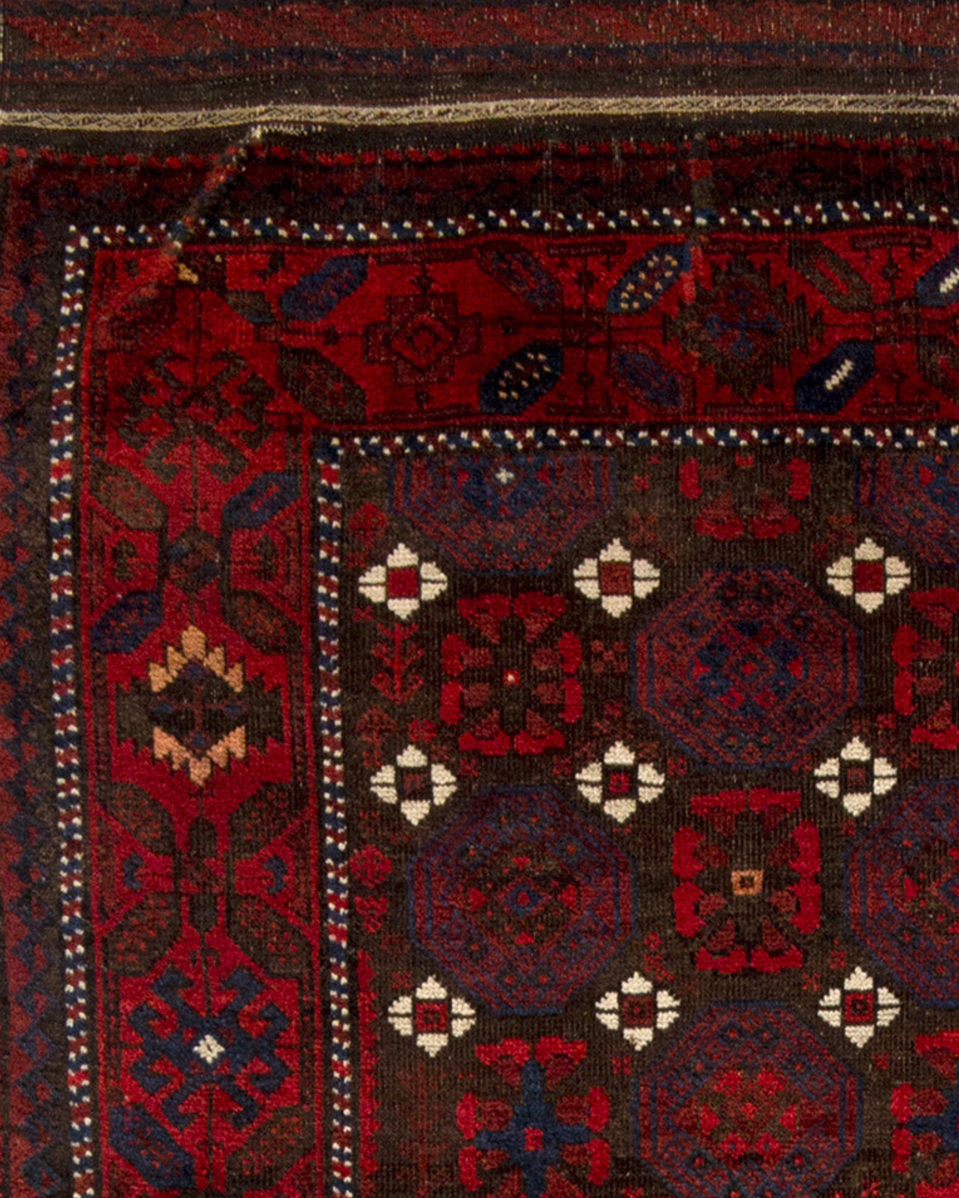Wool Antique Persian Baluch Rug, 19th Century For Sale