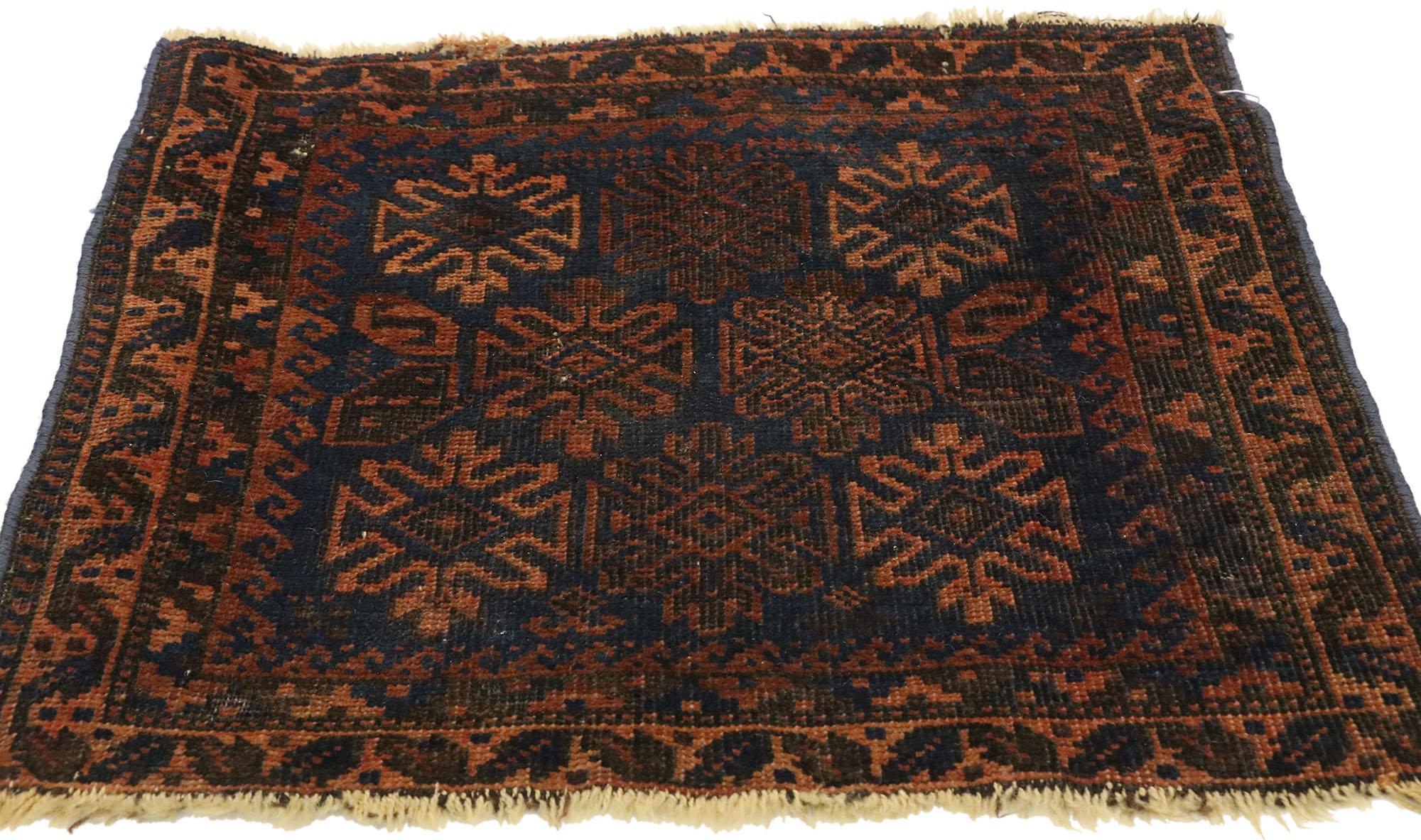 Rustic Antique Persian Baluch Rug For Sale