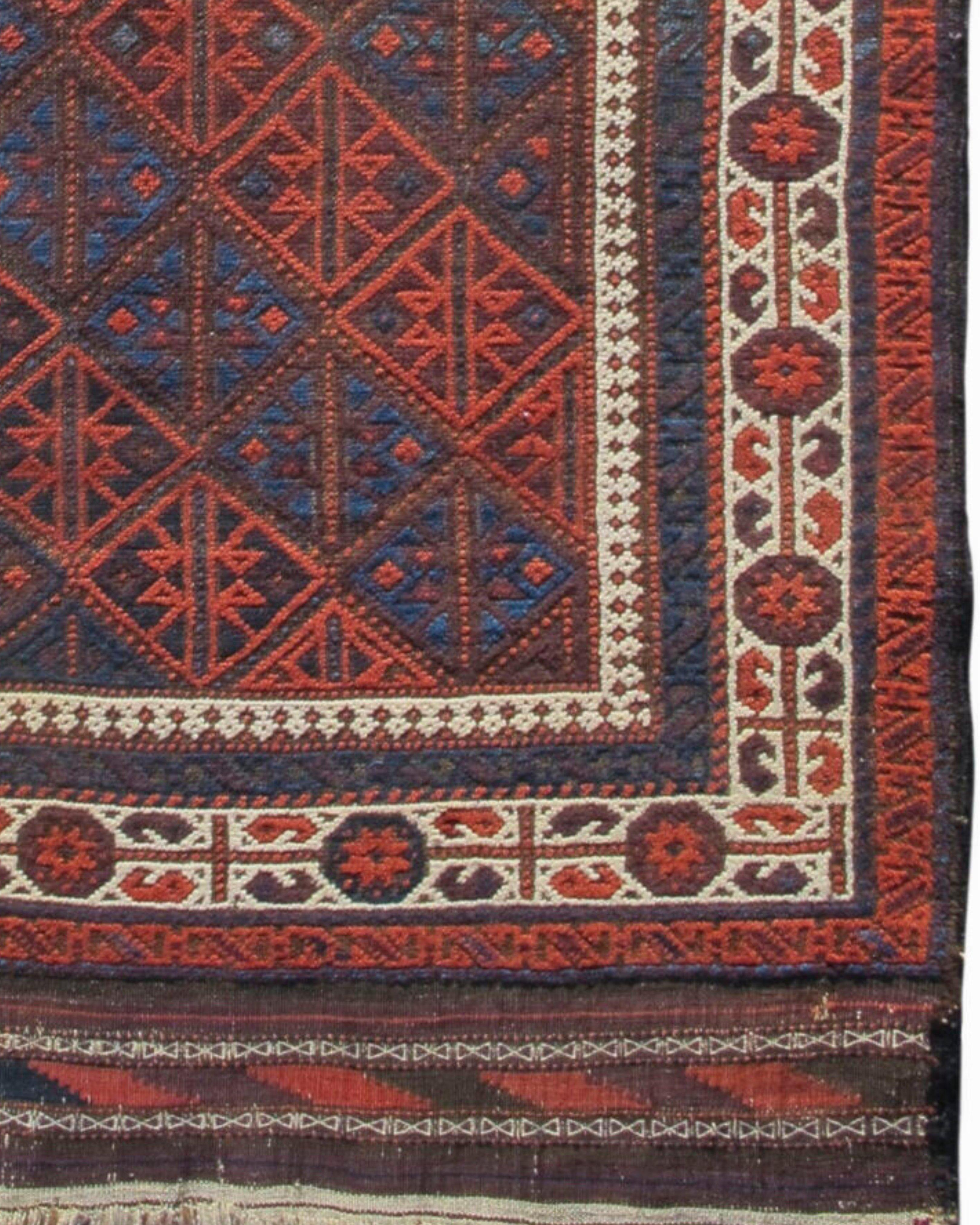Wool Antique Persian Baluch Rug, Late 19th Century For Sale