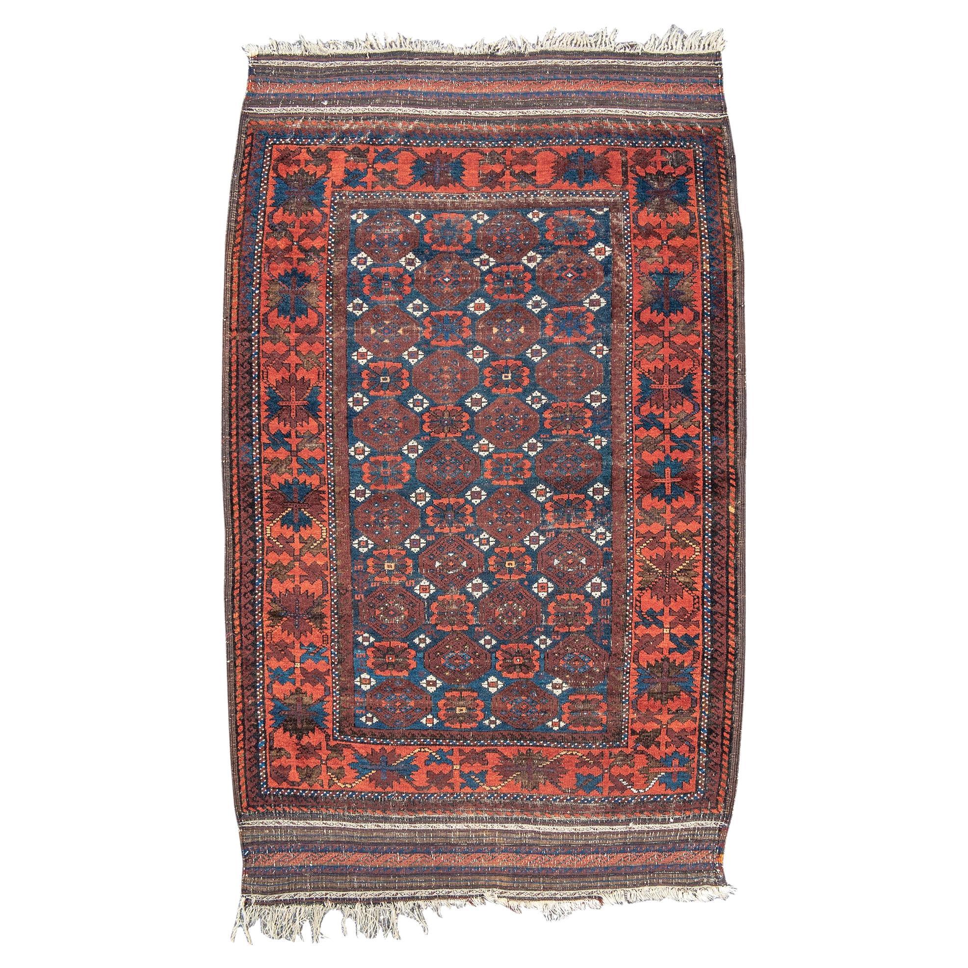Ancien tapis persan Baluch, fin du 19e siècle