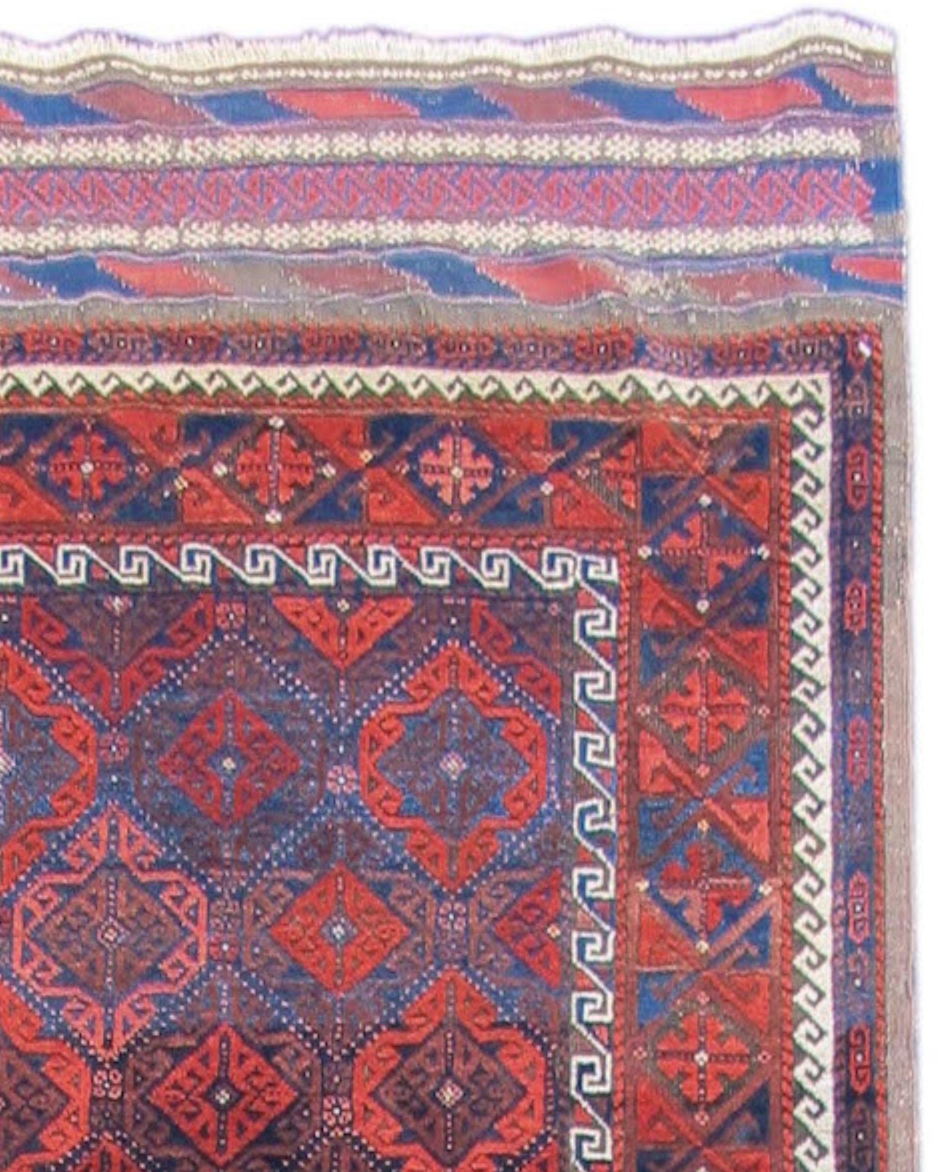 Hand-Knotted Antique Persian Baluch Runner Rug, Late 19th Century For Sale