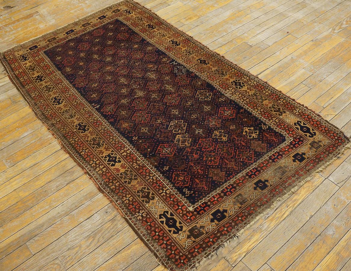 Wool Early 20th Century N.E. Persian Baluch Carpet ( 2 10'' x 5'3'' - 86 x 160 cm )  For Sale