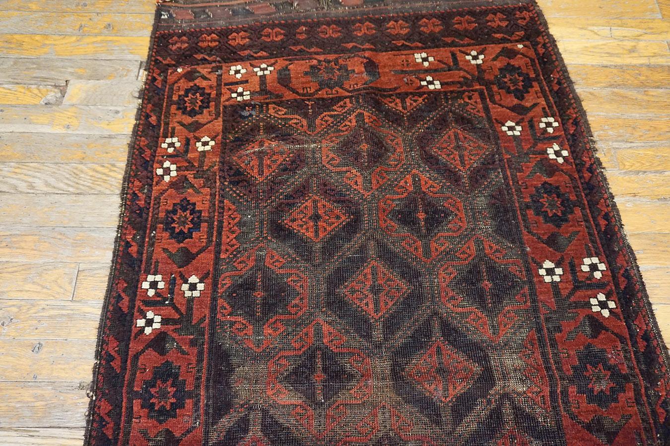 Late 19th Century Persian Baluch Carpet ( 2'8