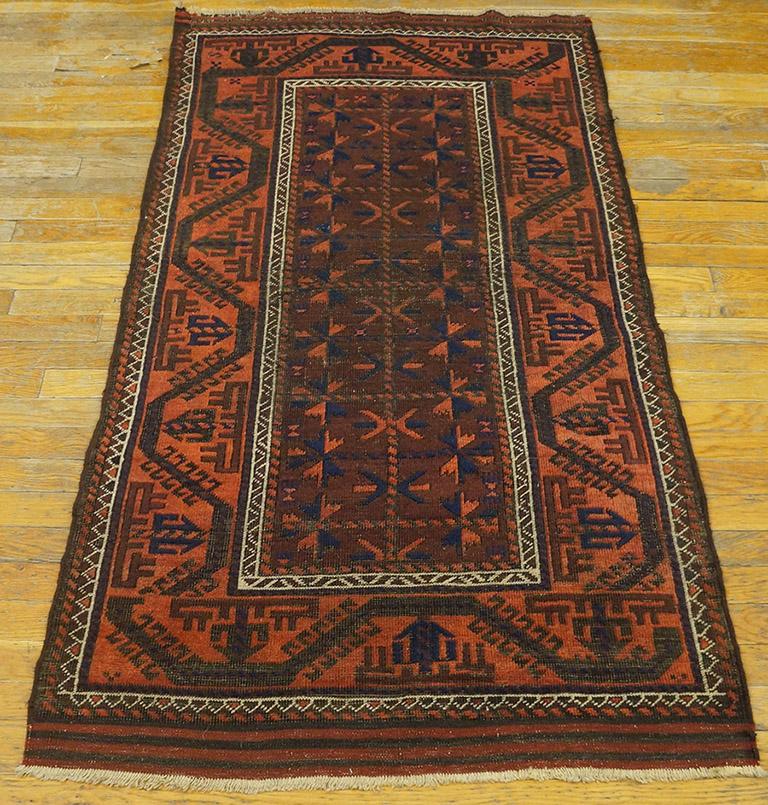 Antique Persian Baluch Turkmen rug, size: 2'9