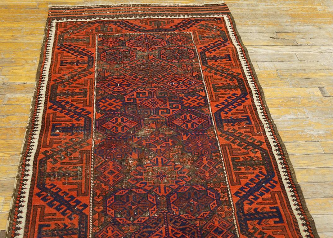 Wool Late 19th Century N.E. Persian Baluch Carpet ( 3'1