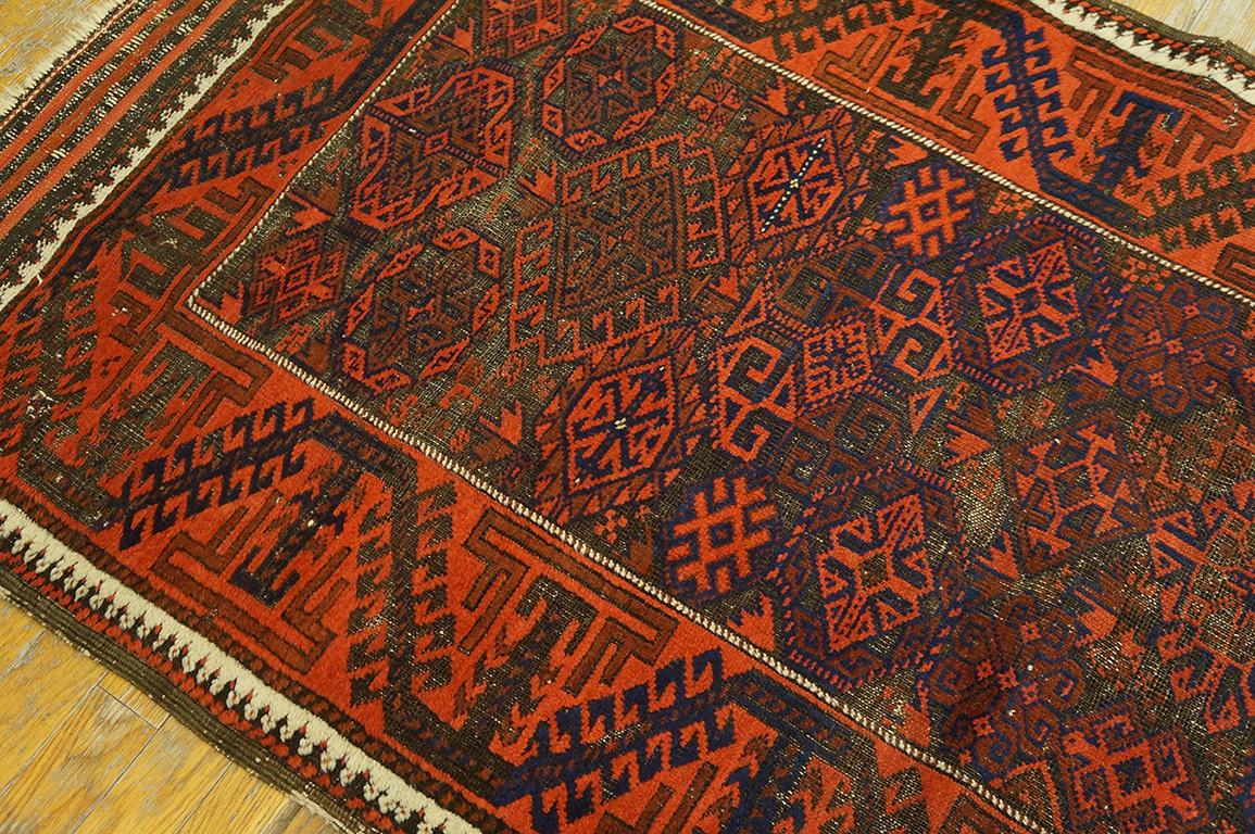 Late 19th Century N.E. Persian Baluch Carpet ( 3'1