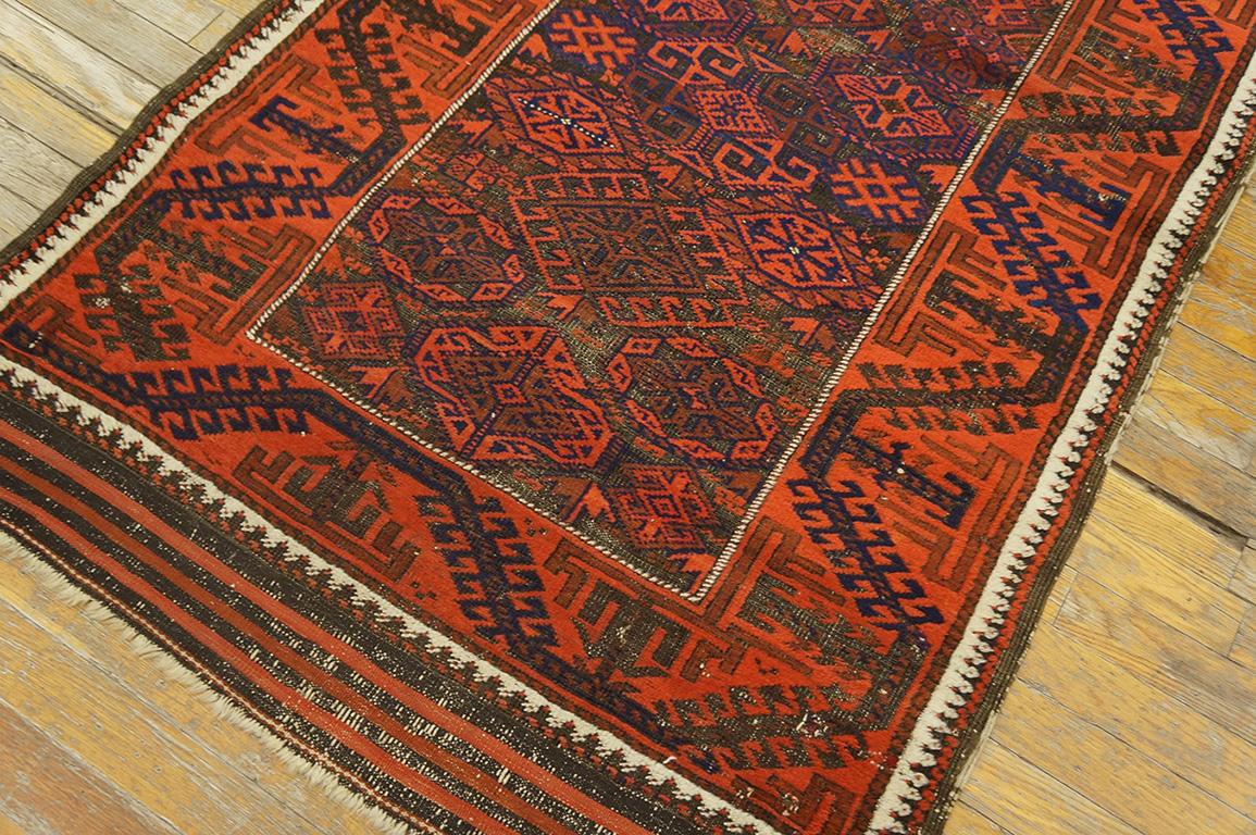 Wool Antique Persian Baluch-Turkmen Rug 3' 1
