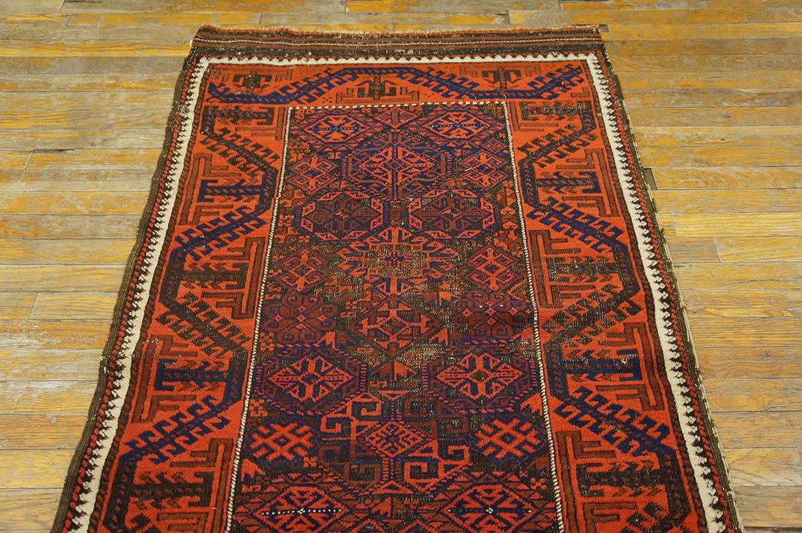 Late 19th Century N.E. Persian Baluch Carpet ( 3'1