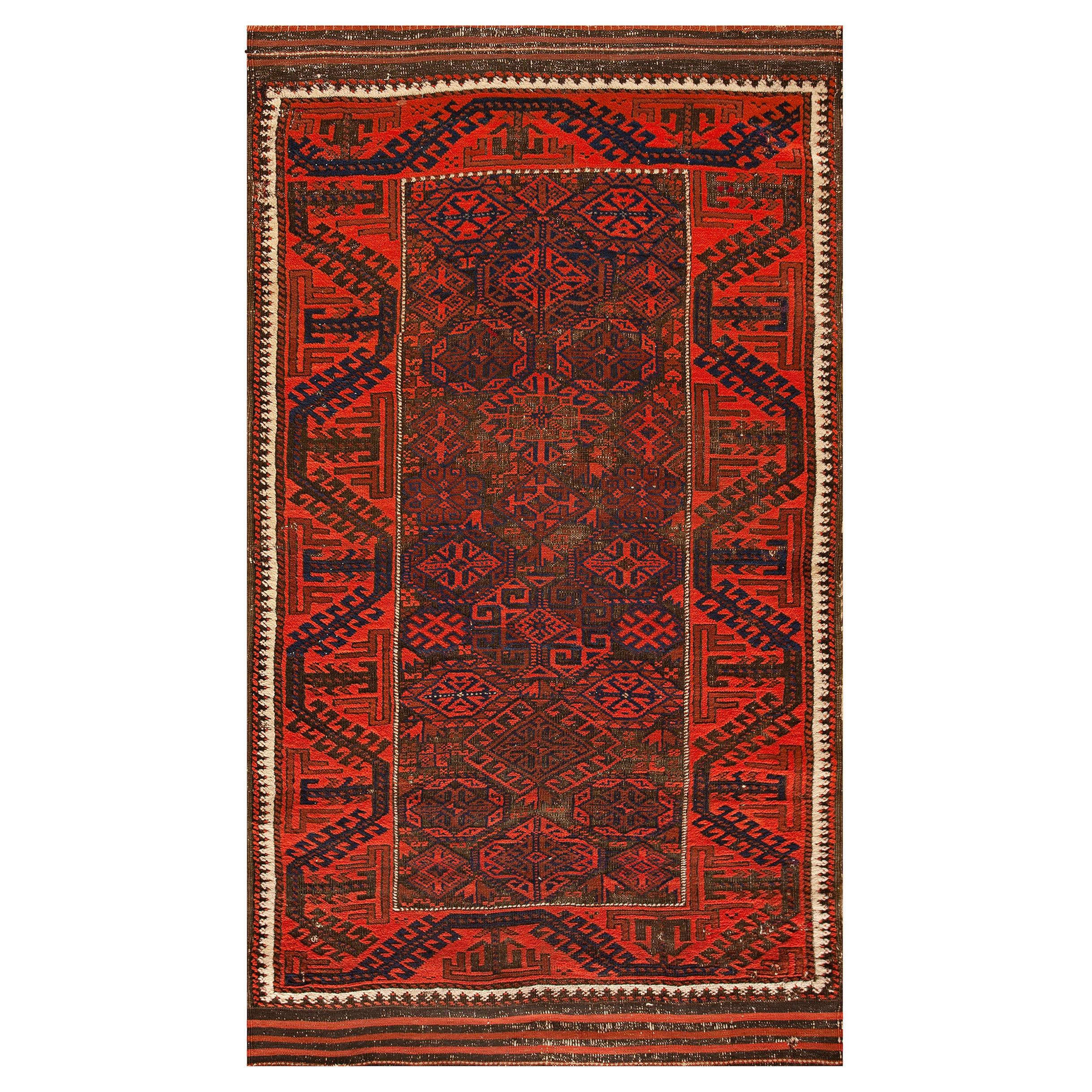 Late 19th Century N.E. Persian Baluch Carpet ( 3'1" x 5'8" - 94 x 173 ) For Sale