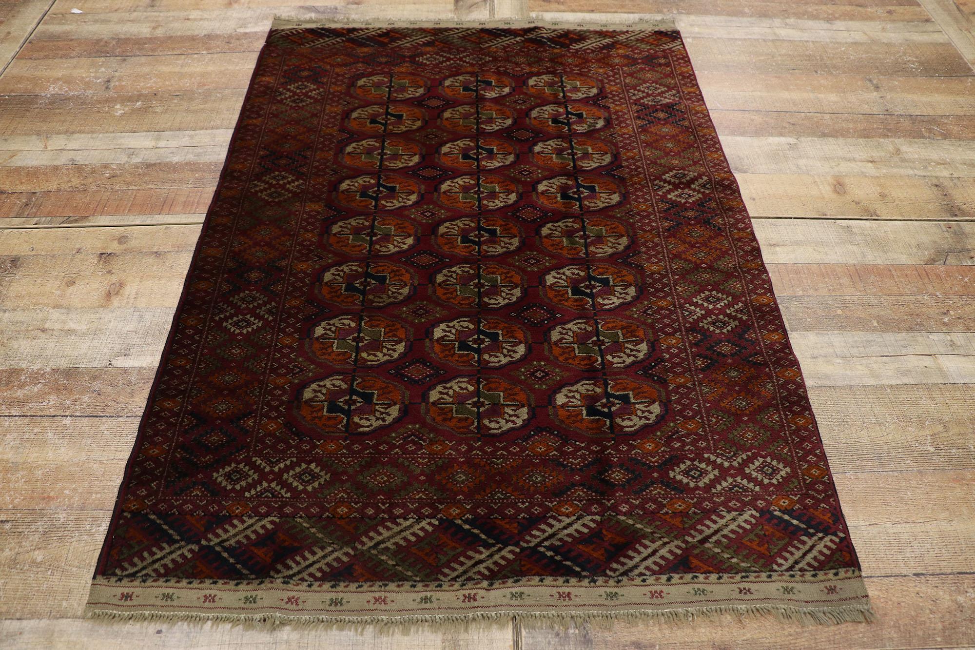 20th Century Antique Persian Baluchi Bokhara Rug with Mid-Century Modern Style For Sale