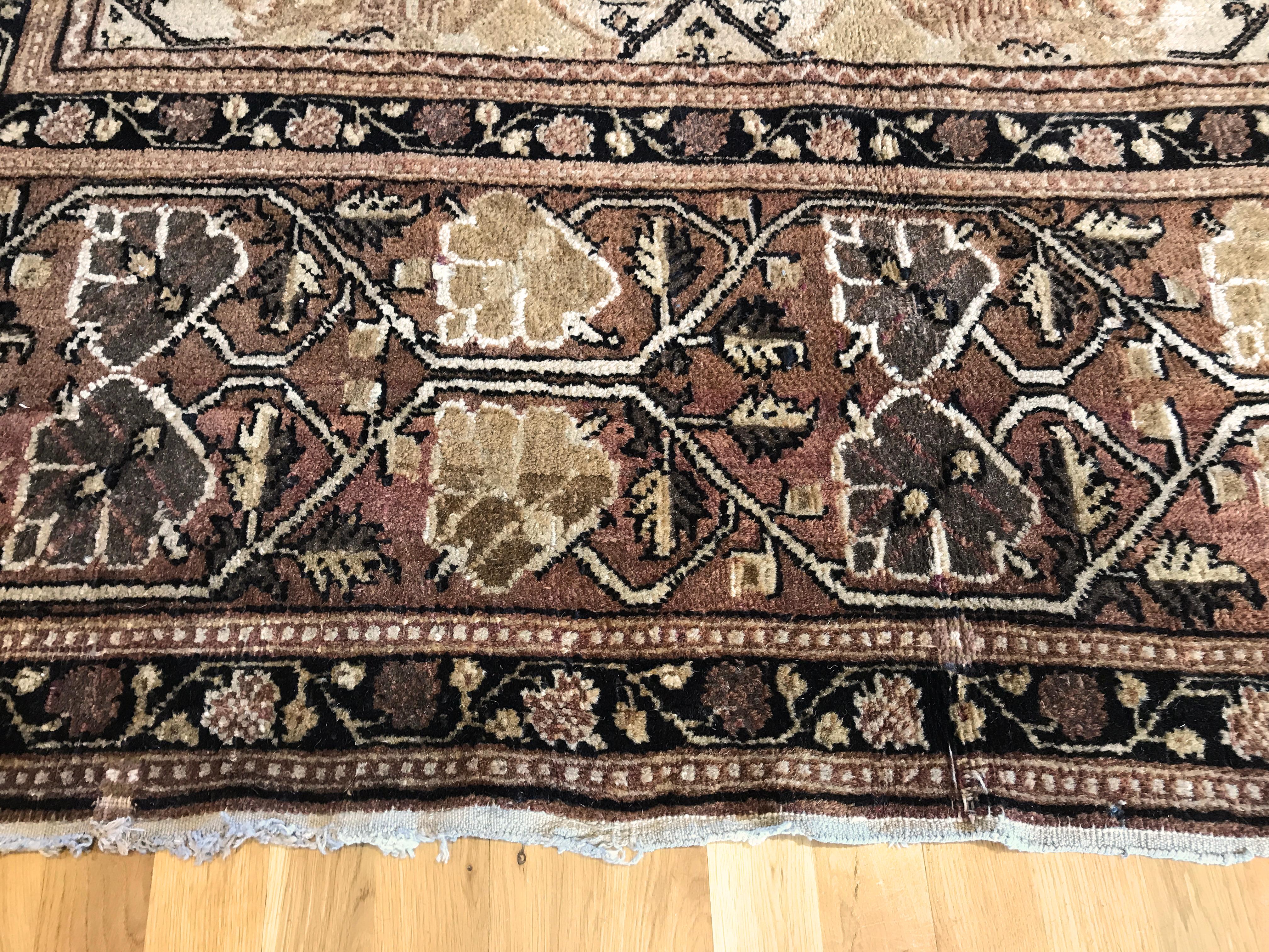 Wool Antique Persian Bashir Rug For Sale