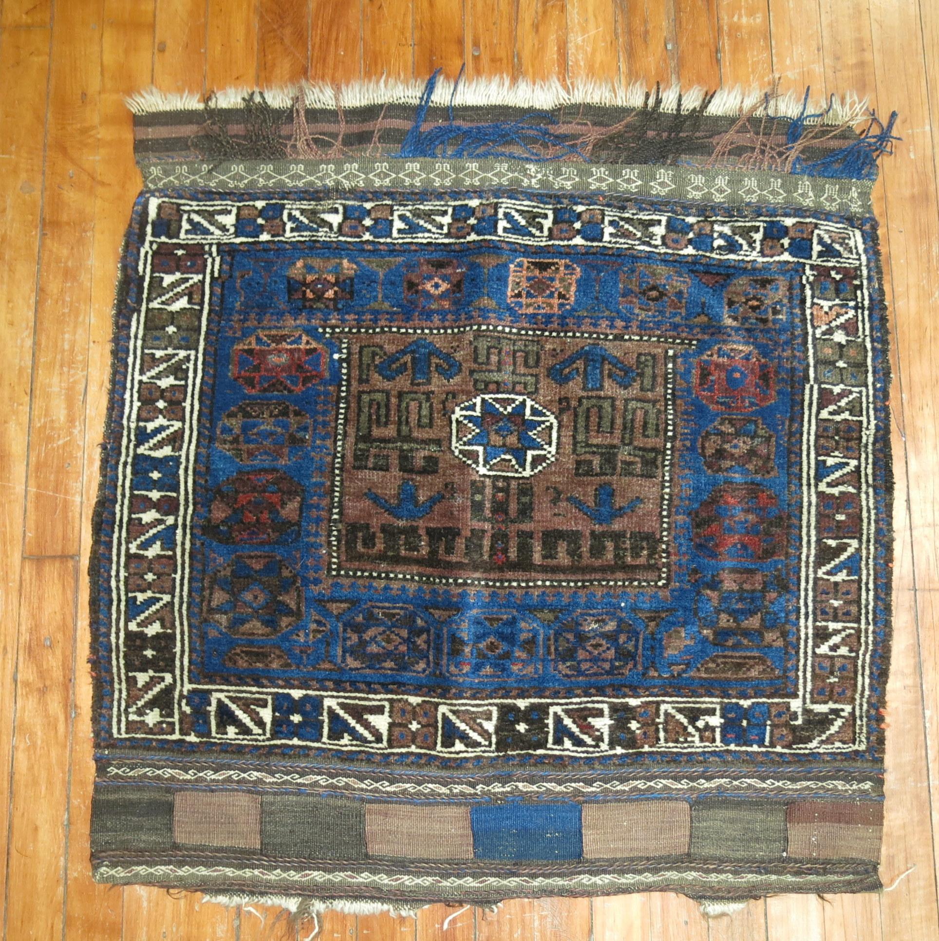 Tribal Antique Persian Beshir Bagface Rug