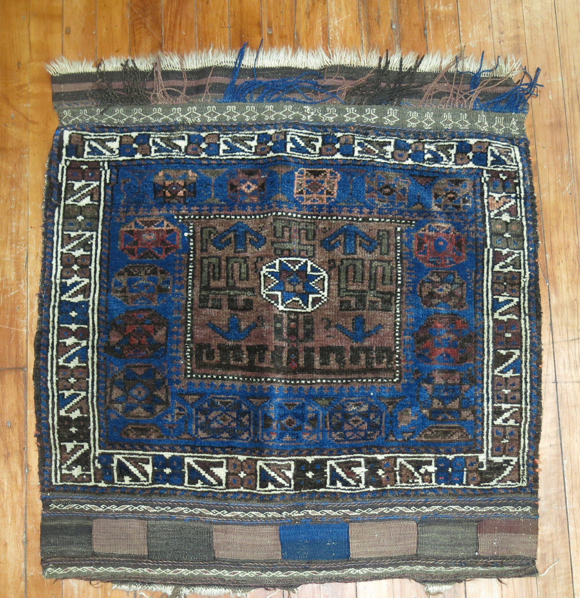 Hand-Woven Antique Persian Beshir Bagface Rug