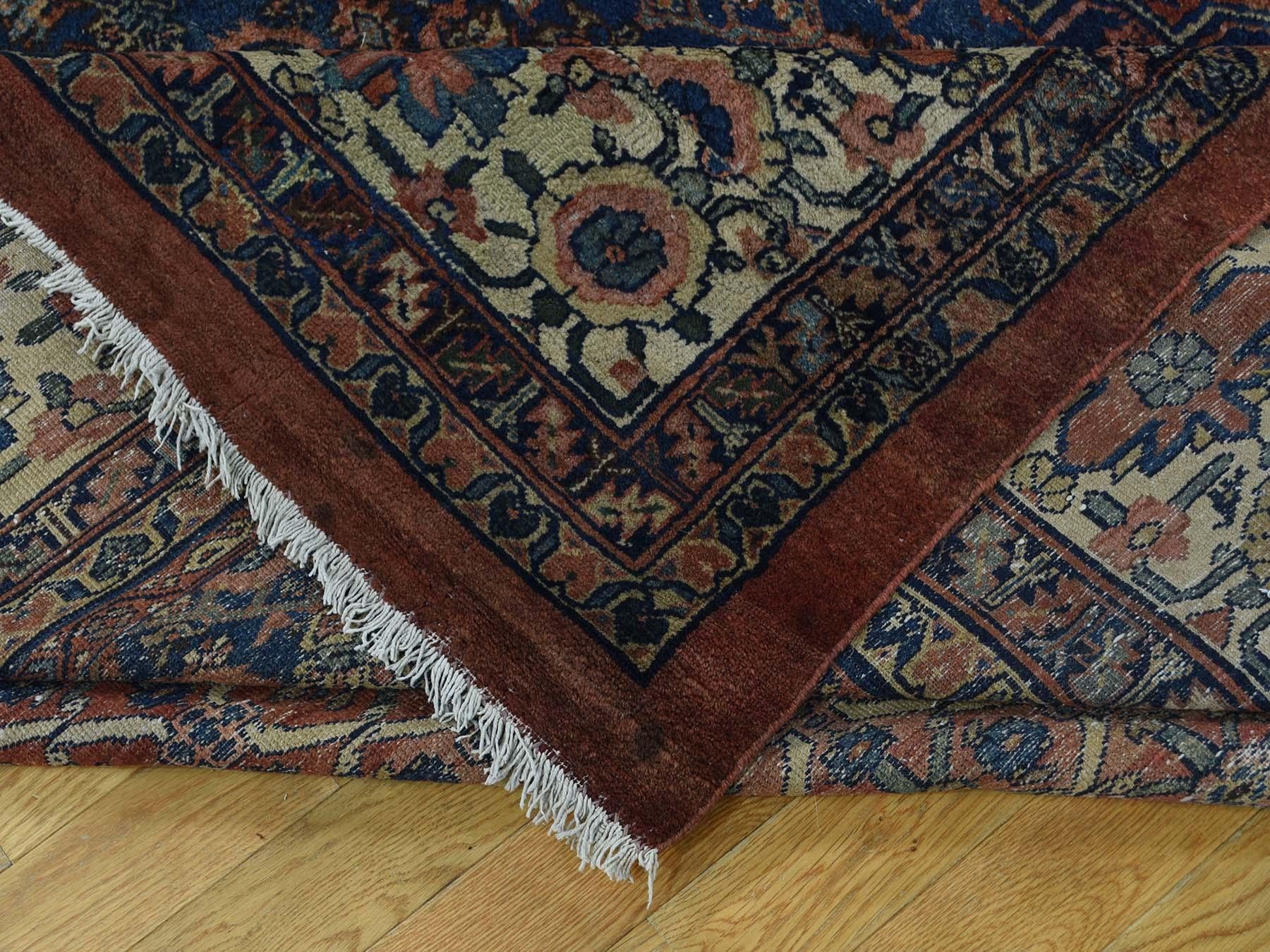 Early 20th Century Antique Persian Bibikabad Hand Knotted Super Size Rug Fish Des For Sale