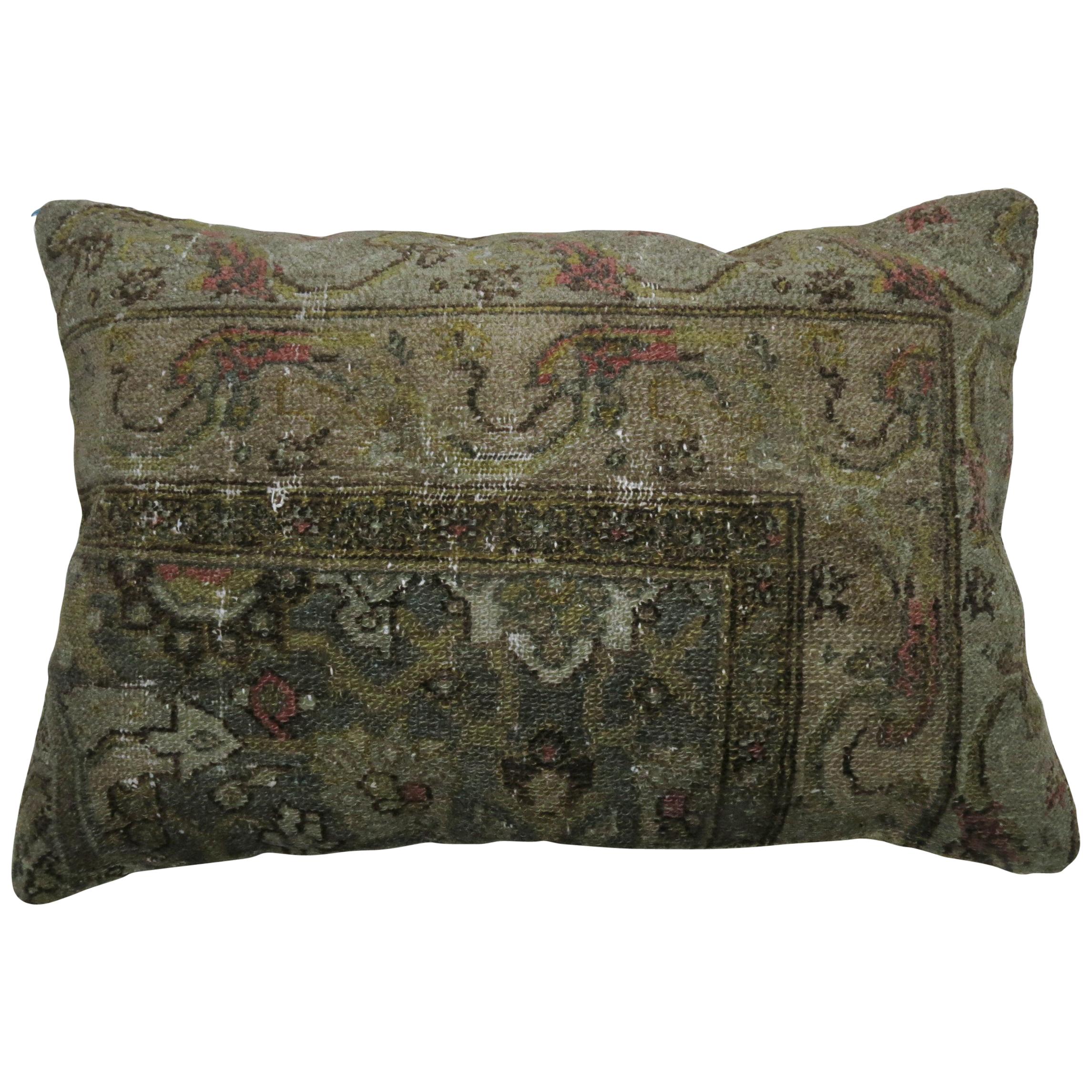 Antique Persian Bibikabad Lumbar Rug Pillow