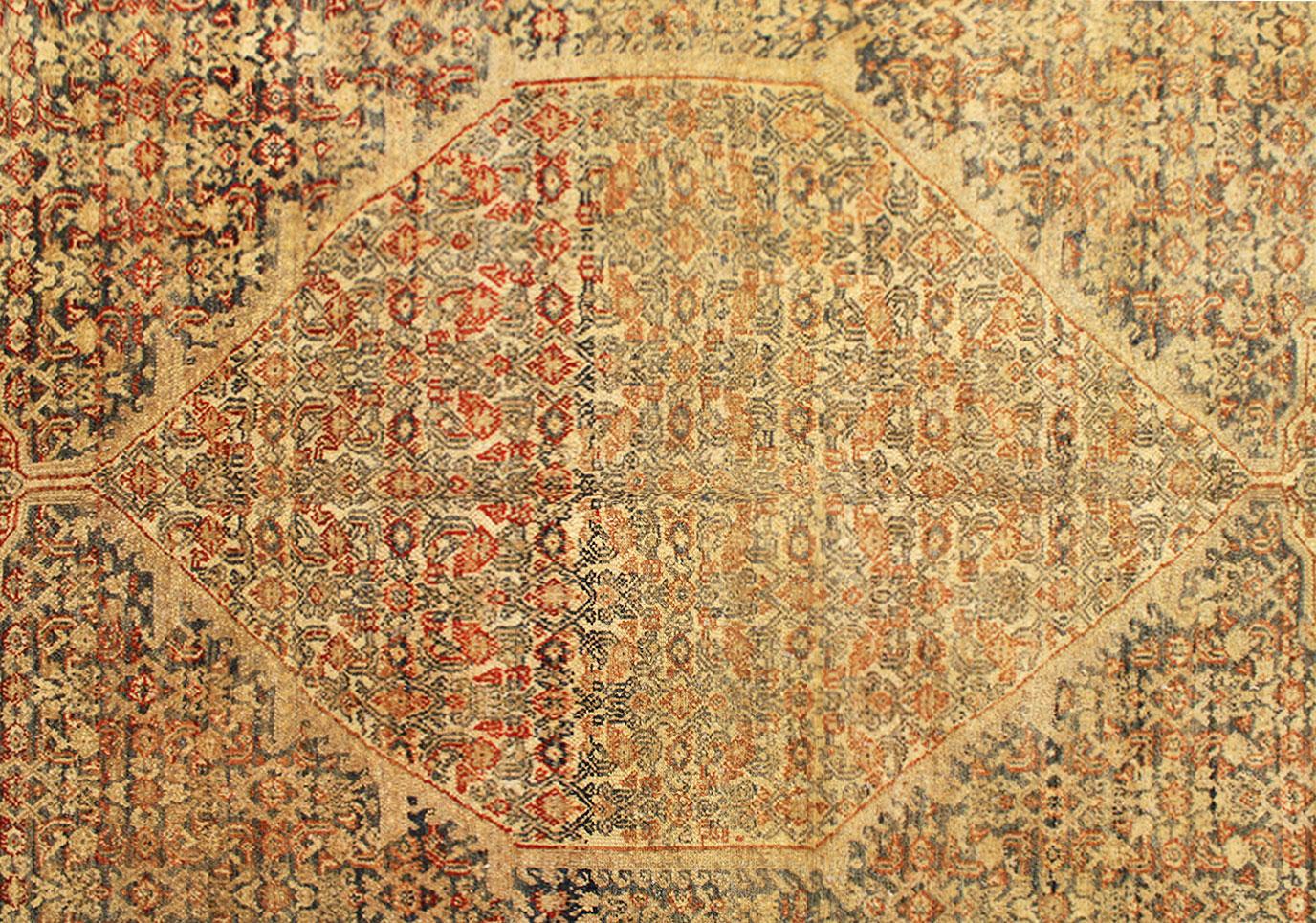 Early 20th Century Antique Persian Bibikabad Oriental Rug, in Room Size, with Central Medallion For Sale