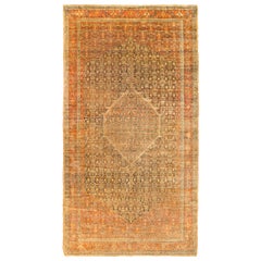 Antique Persian Bibikabad Oriental Rug, in Room Size, with Central Medallion