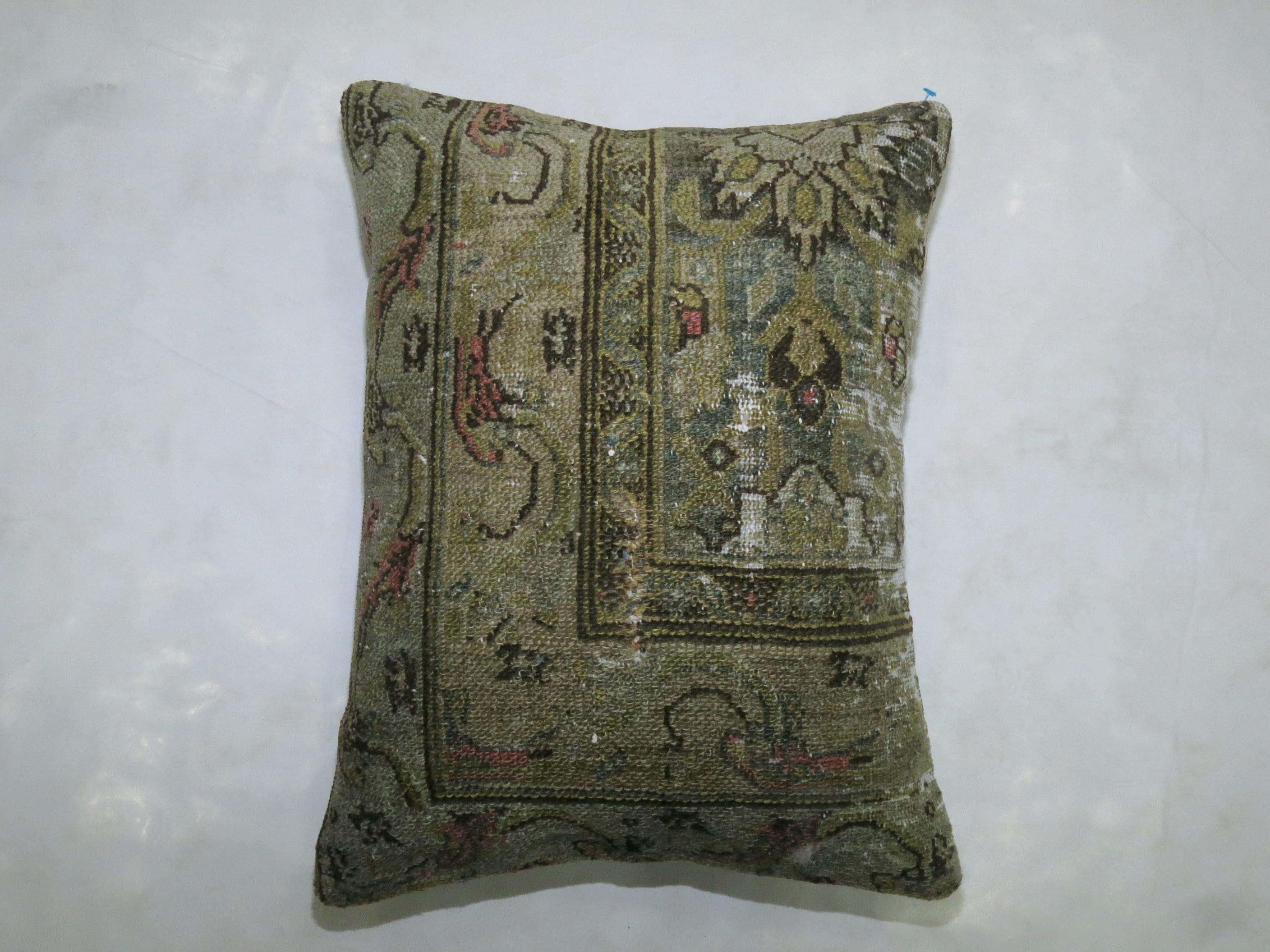 Zabihi Collection Antique Persian Bibikabad Pillow In Fair Condition For Sale In New York, NY