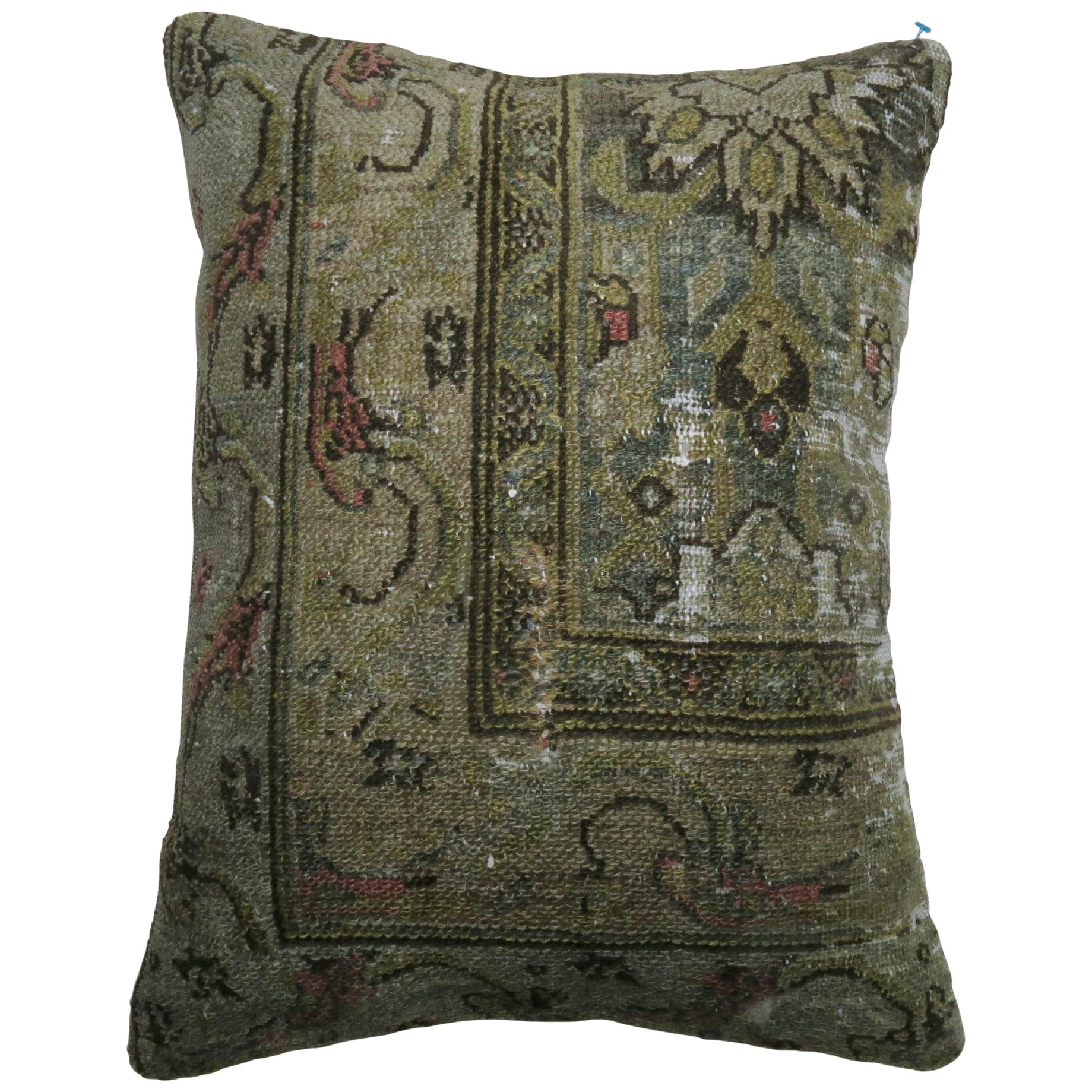 Pillow made from an antique Persian Bibikabad rug.

15'' x 20'