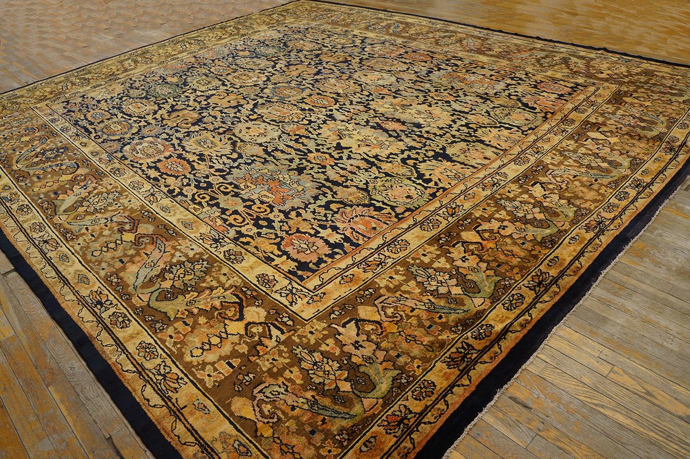 Hand-Knotted Antique Persian Bibikabad Rug 12' 4'' x 14' 2'' For Sale
