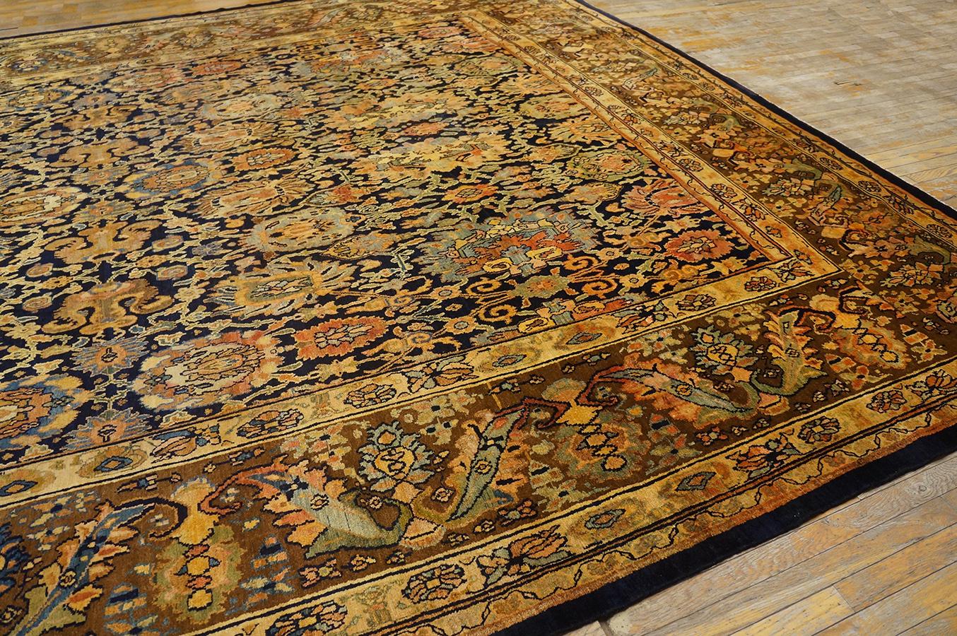 Wool Antique Persian Bibikabad Rug 12' 4'' x 14' 2'' For Sale