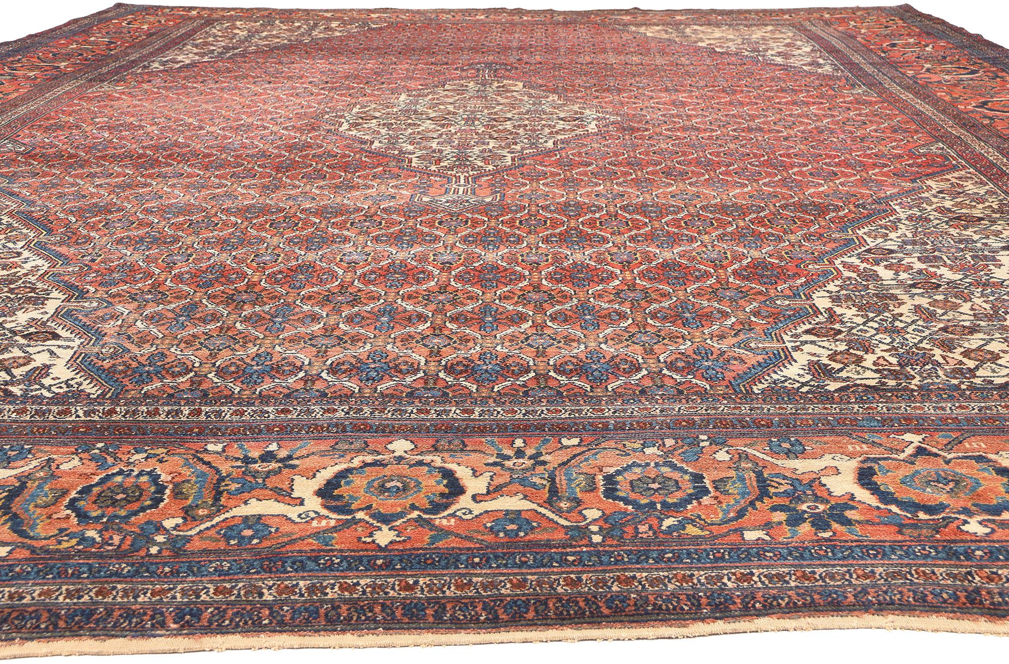 Bakshaish Antique Persian Bibikabad Rug, Relaxed Refinement Meets Rustic Sensibility For Sale