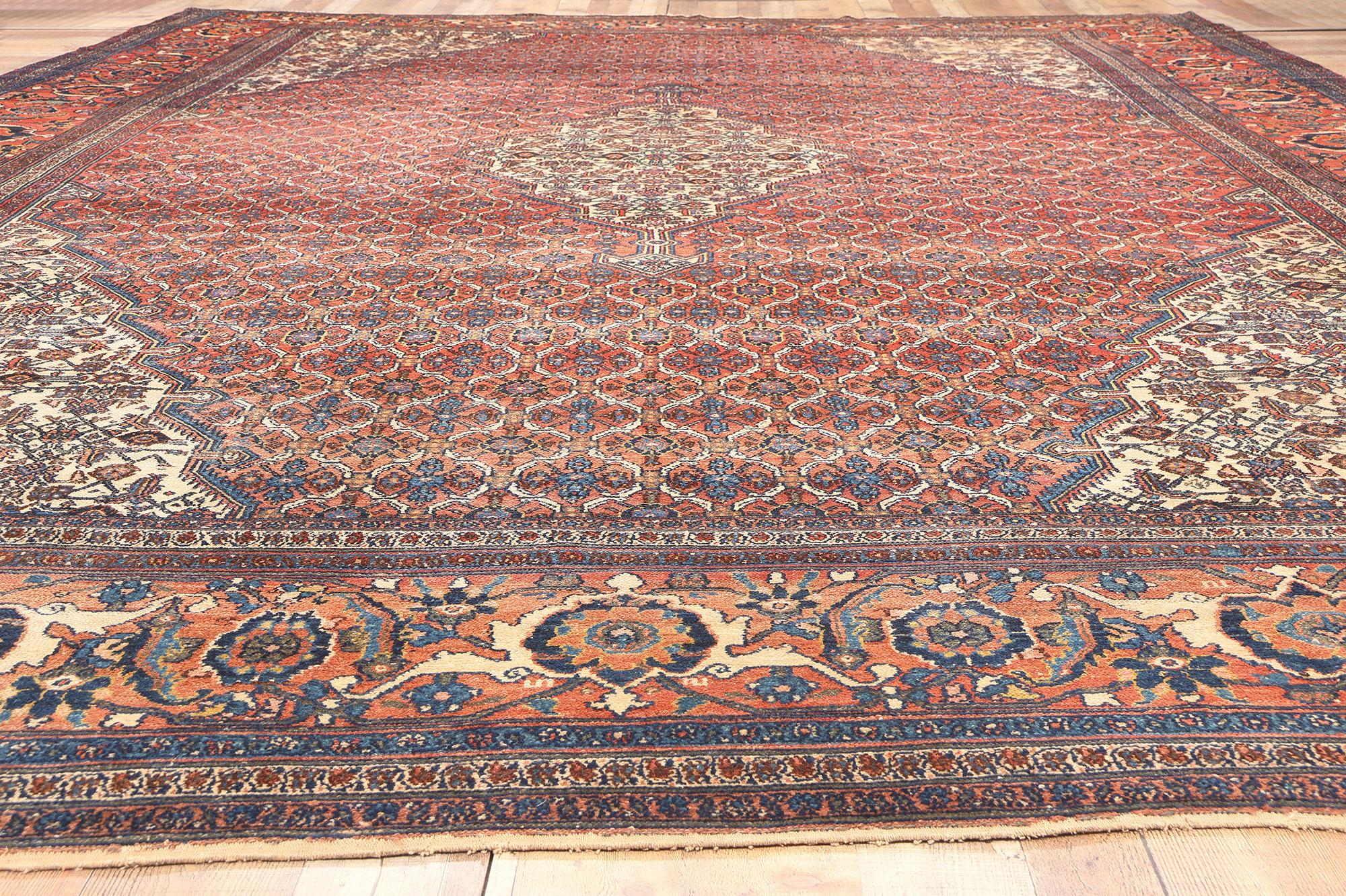 Antique Persian Bibikabad Rug, Relaxed Refinement Meets Rustic Sensibility For Sale 1