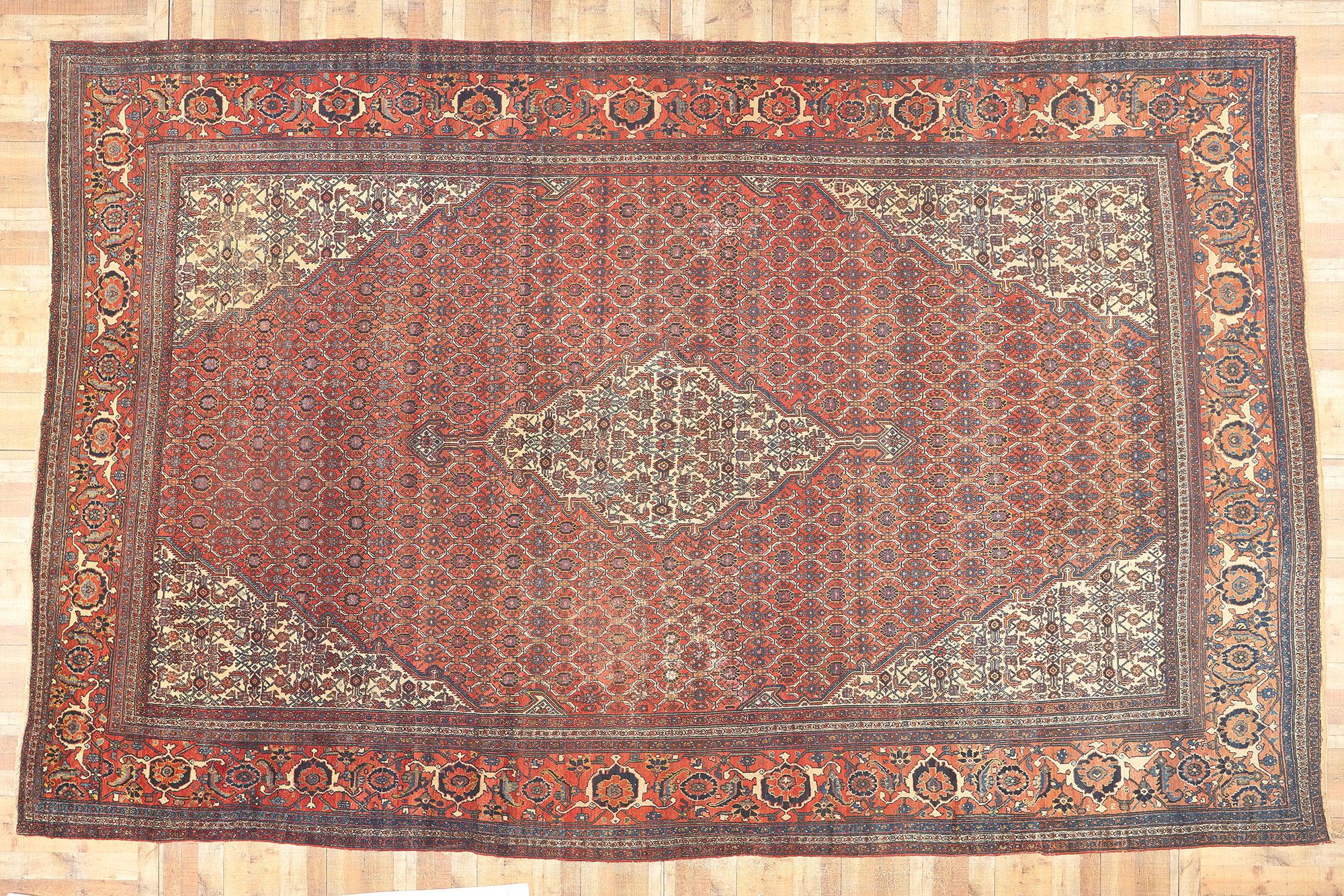 Antique Persian Bibikabad Rug, Relaxed Refinement Meets Rustic Sensibility For Sale 2
